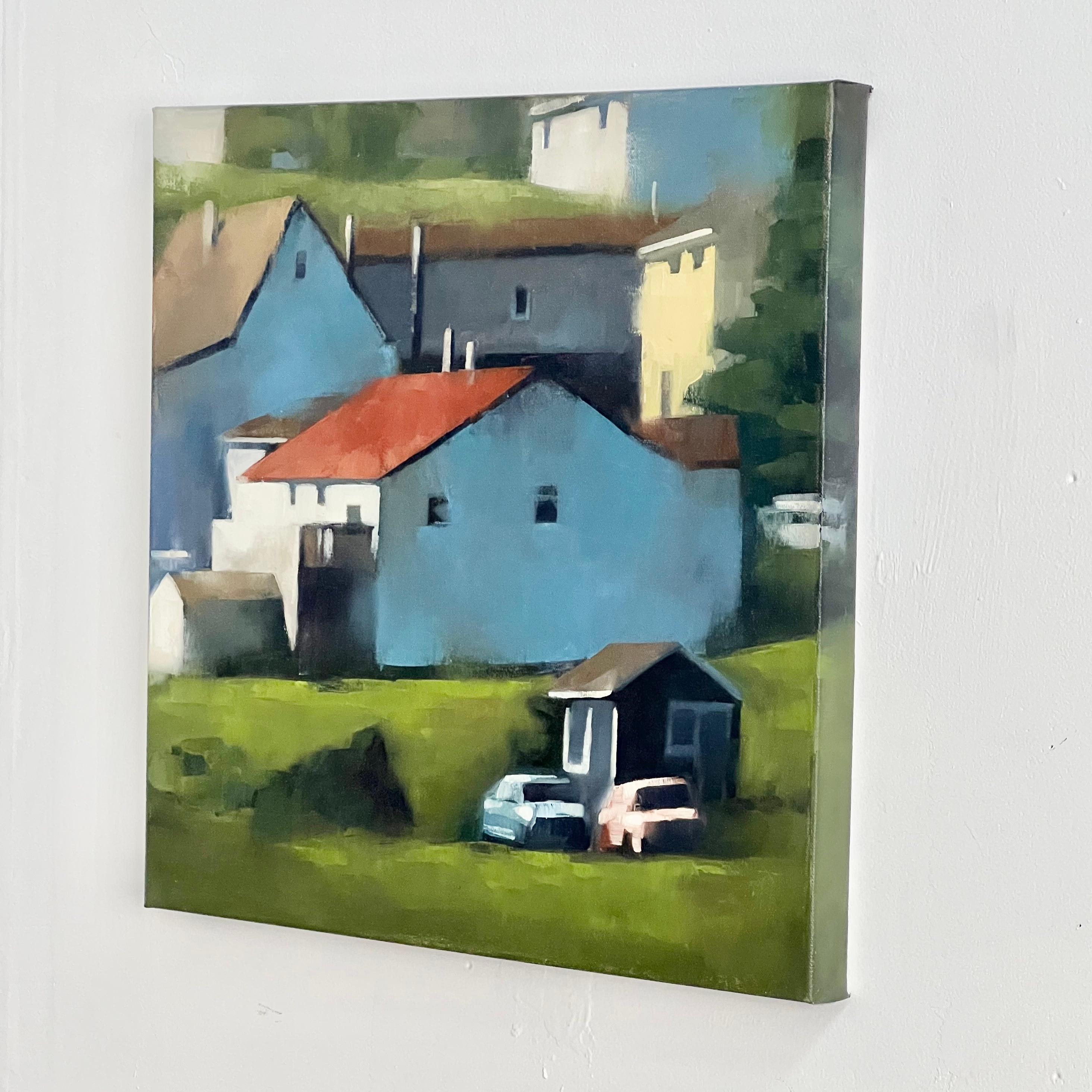 Original Ölgemälde von Newfoundland-Häusern, Küsten-Dörfer-Landschaftskunst (Realismus), Painting, von Christina Kent
