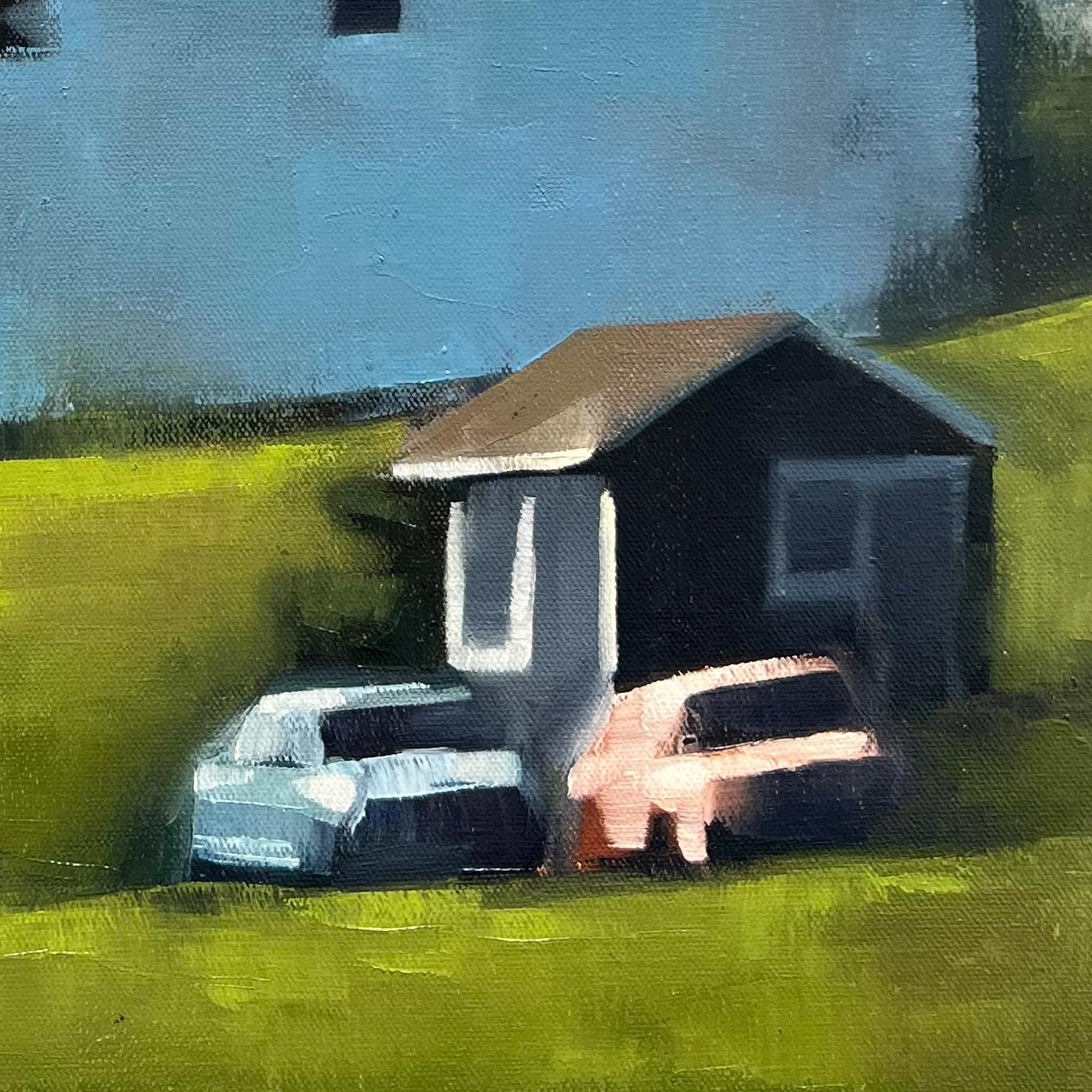 Summer in Pouch Cove ist ein 20 x 20 Zoll großes Original-Ölgemälde von Christina Kent, das den Charme eines kleinen Bergdorfes in Neufundland zeigt. 

Die Komposition konzentriert sich auf farbenfrohe Häuser an der Küste, eingebettet in einen