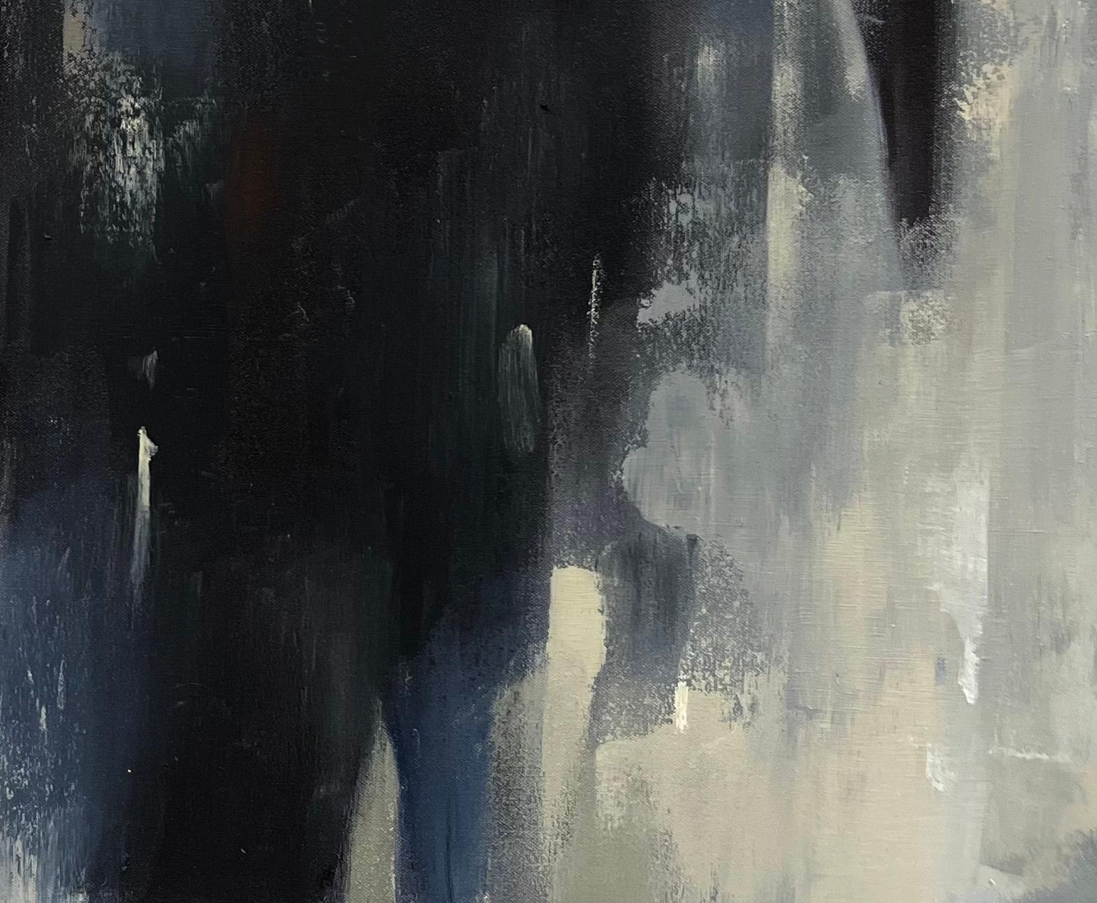 Pintura al óleo original escena de ciudad lluviosa pintura figurativa contemporánea en venta 1