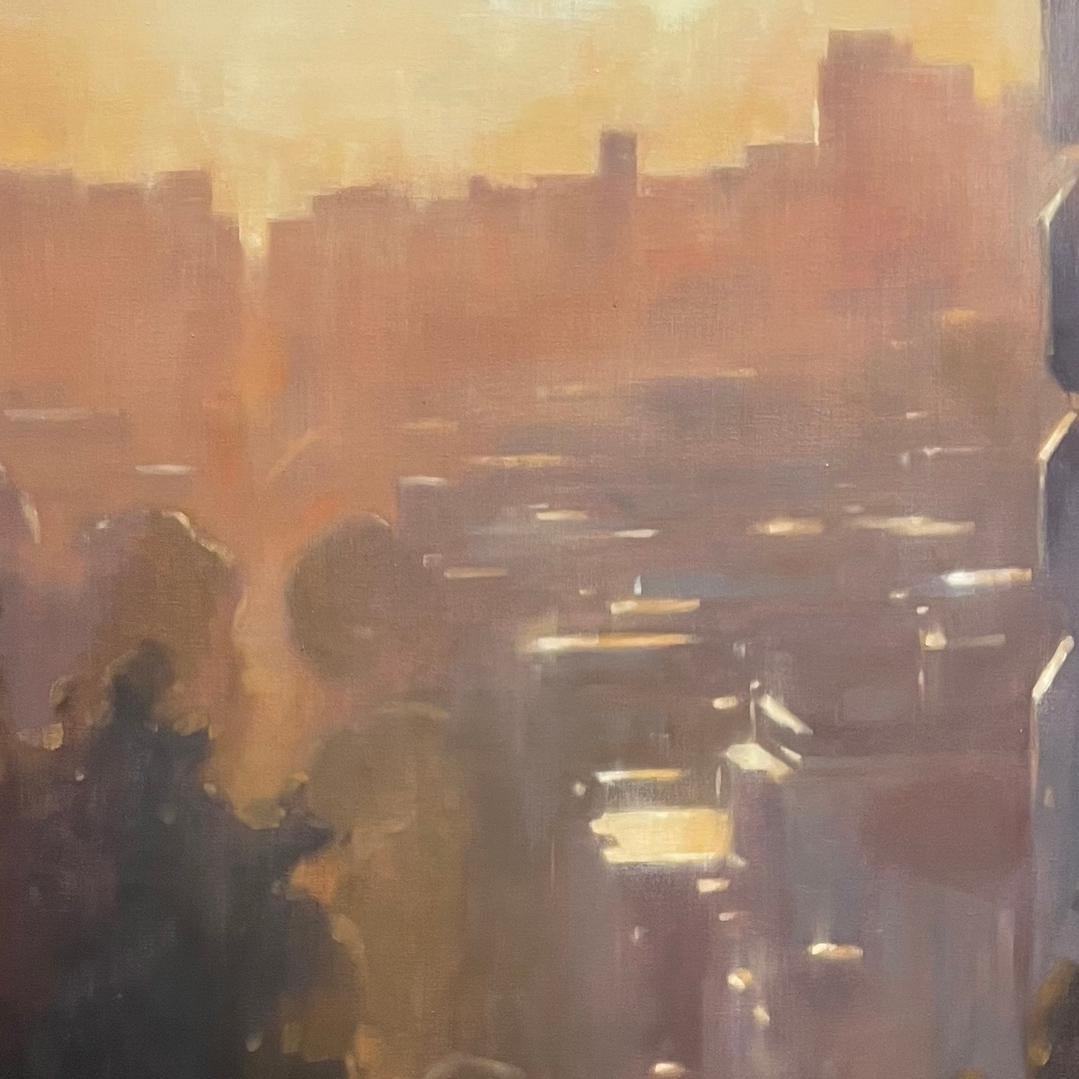 San Francisco cityscape original oil painting large-scale - Brown Landscape Painting by Christina Kent