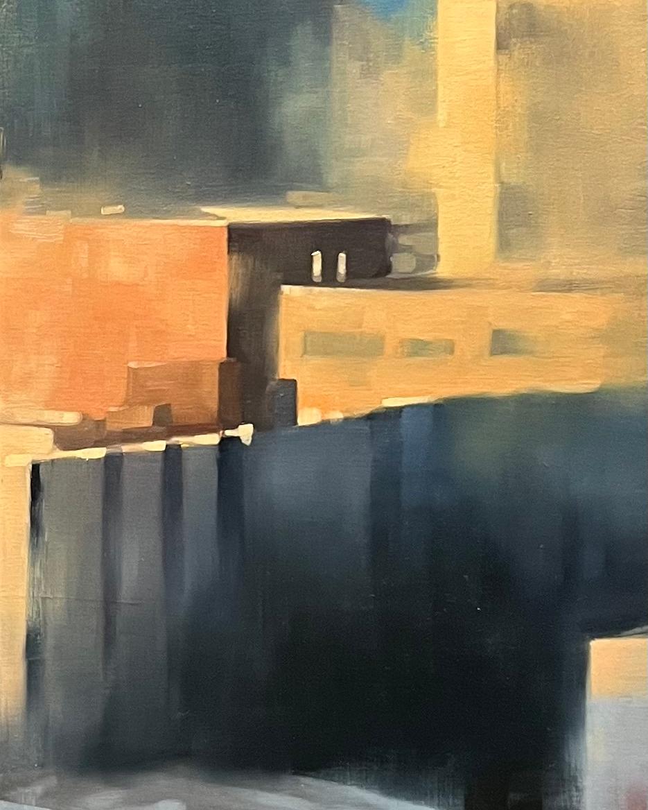 San Francisco Bay Bridge Diptychon Großformatige Stadt am Sonnenuntergang Stadtgemälde im Angebot 5