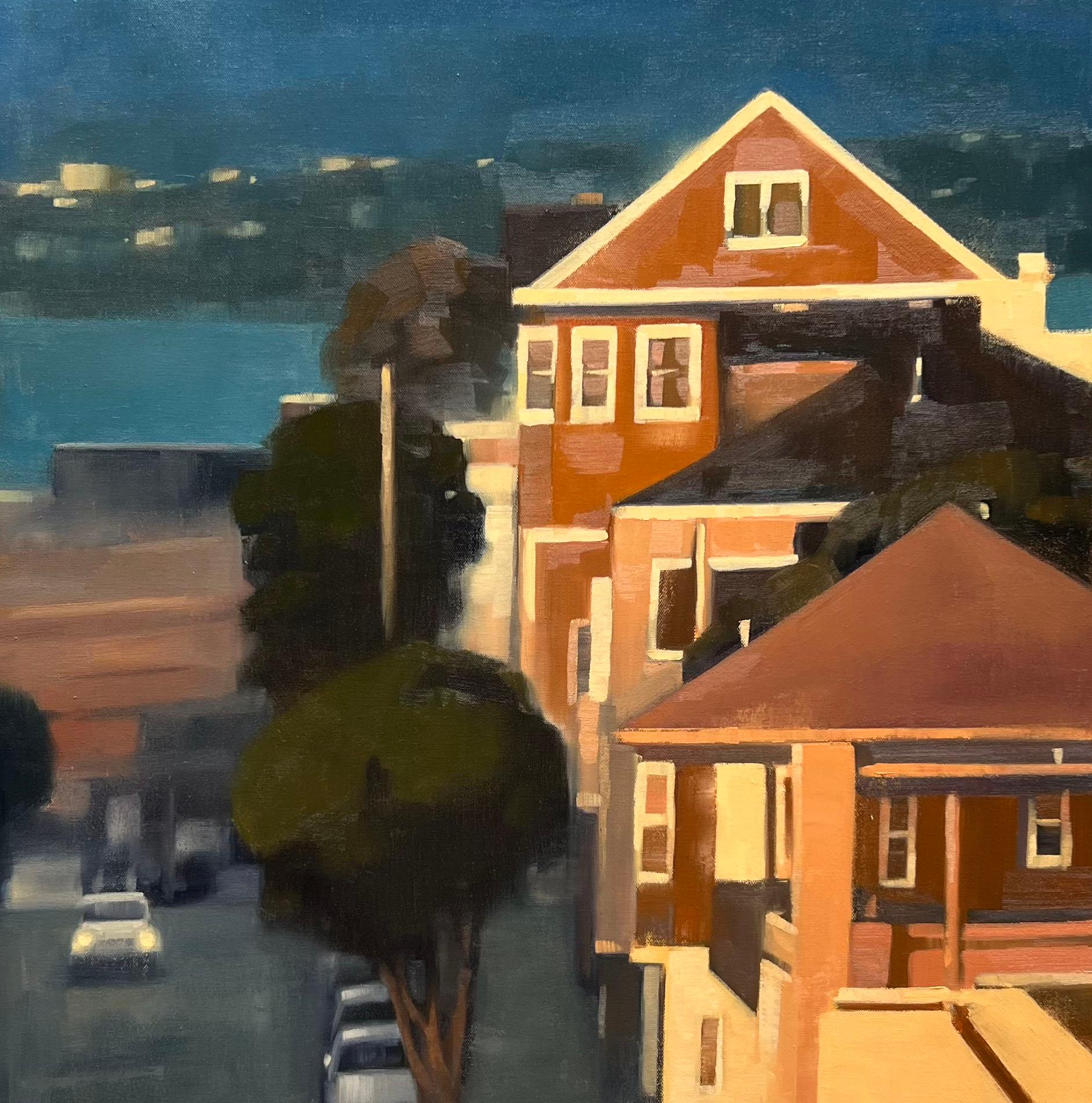 Paysage urbain original de San Francisco - Painting de Christina Kent