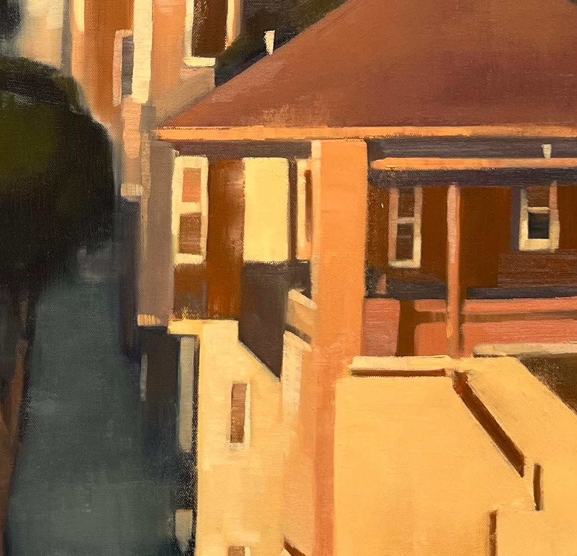 Paysage urbain original de San Francisco - Noir Landscape Painting par Christina Kent