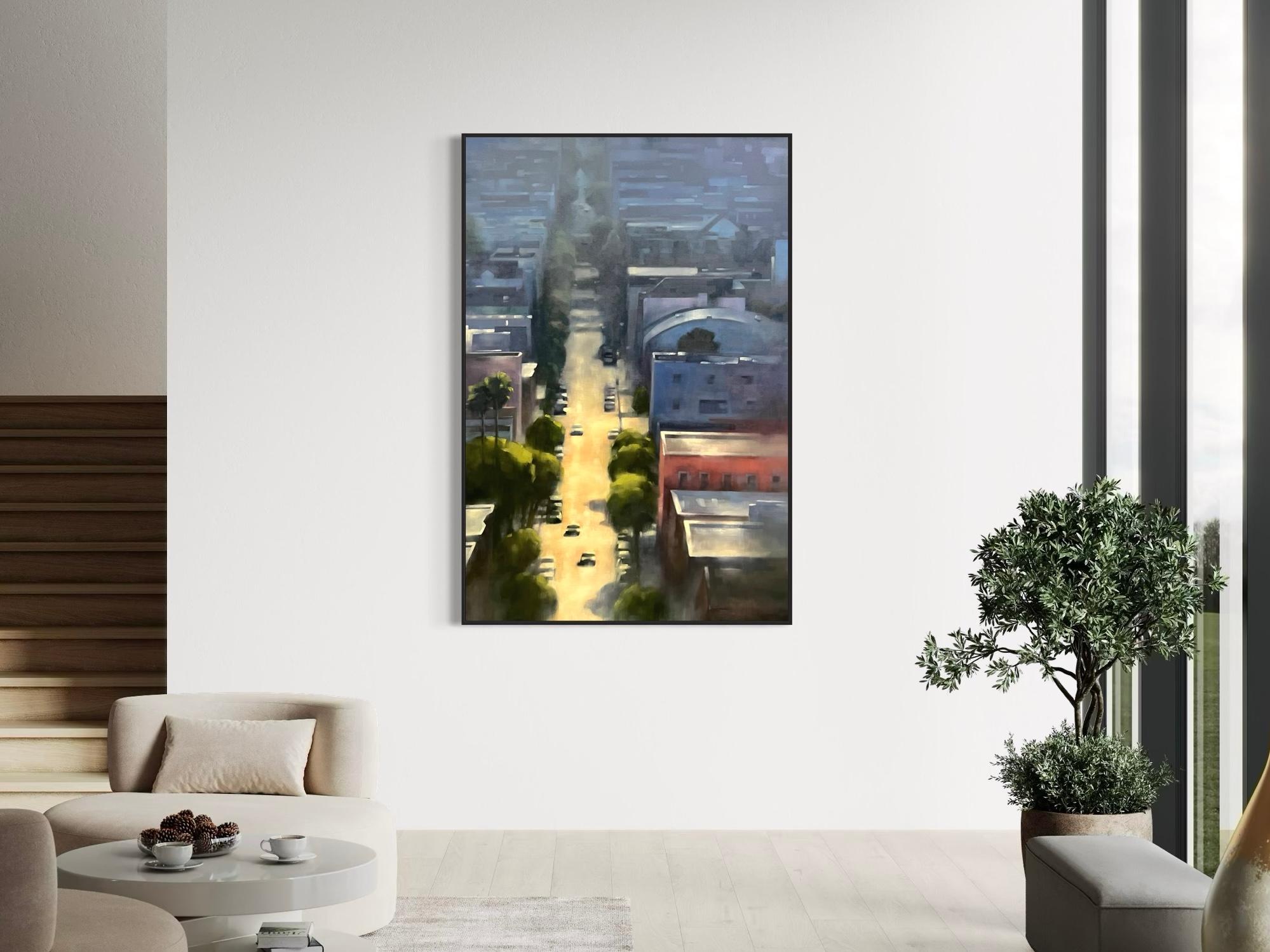 San Francisco cityscape original urban oil painting large-scale - Painting by Christina Kent