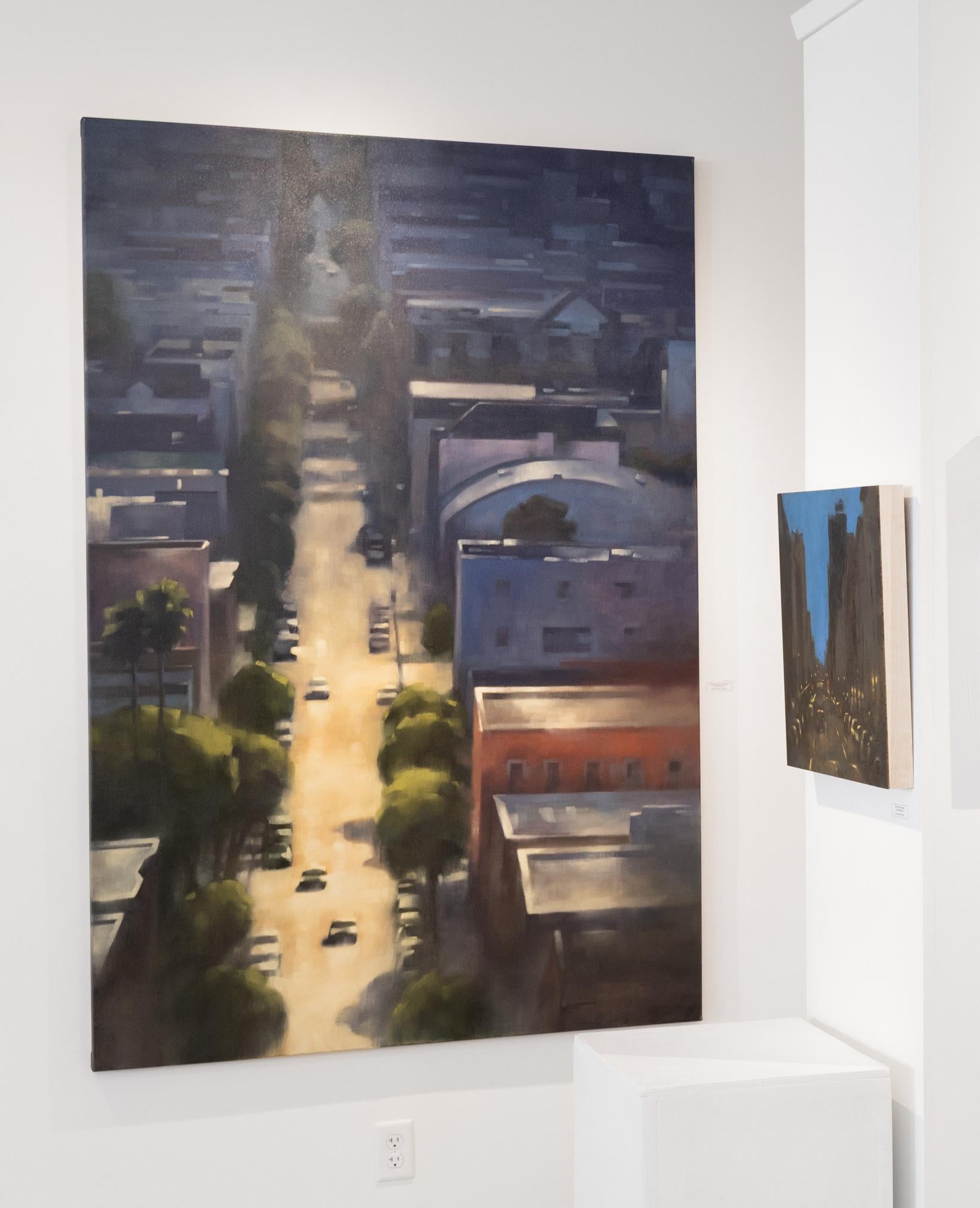 San Francisco cityscape original urban oil painting large-scale - Realist Painting by Christina Kent