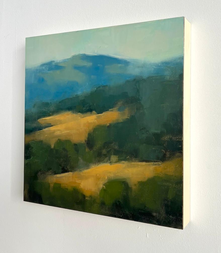 Pequeño paisaje de la bahía pintura al óleo original abstracto contemporáneo - Painting de Christina Kent
