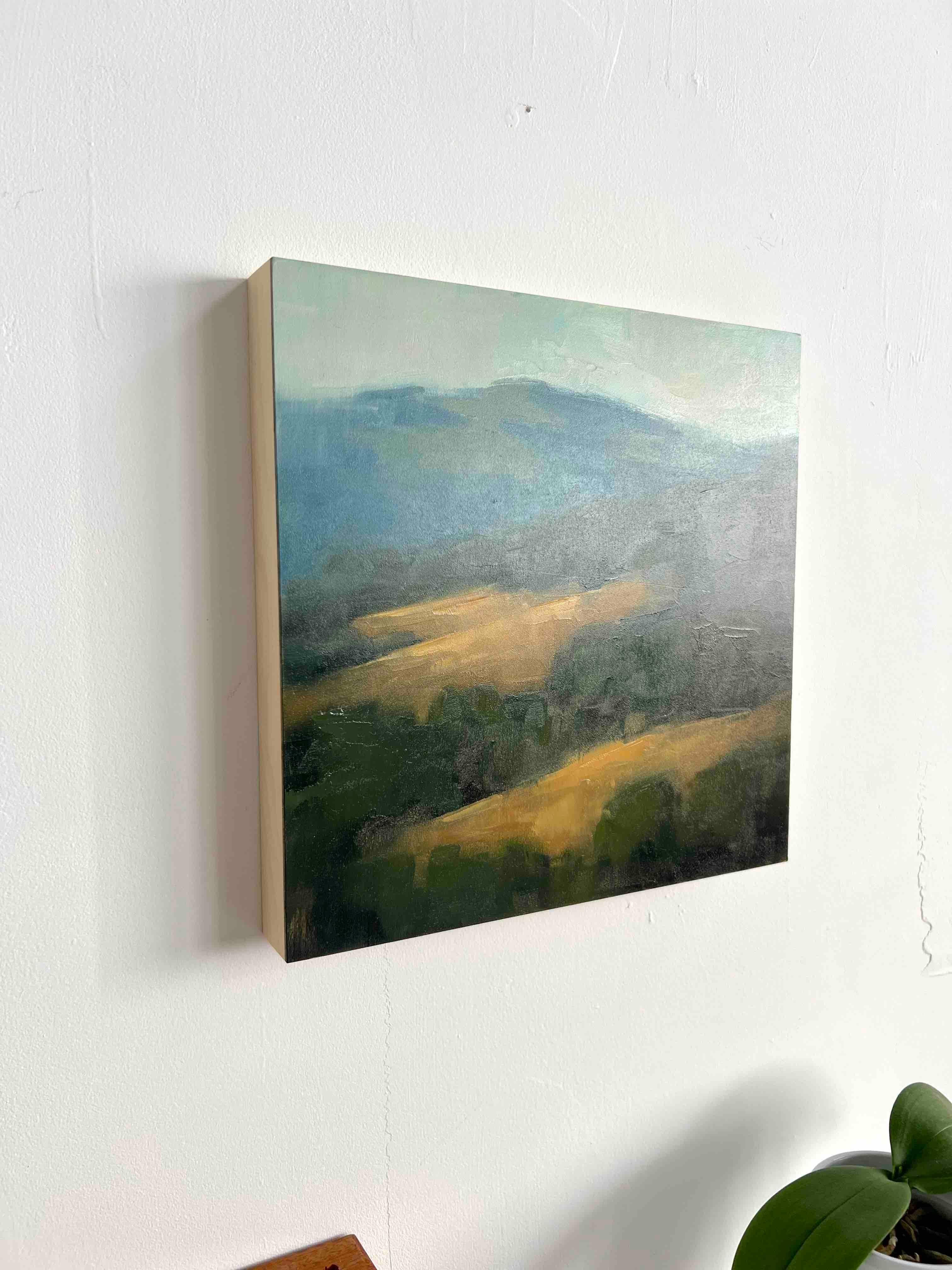 Pequeño paisaje de la bahía pintura al óleo original abstracto contemporáneo - Painting Realista de Christina Kent