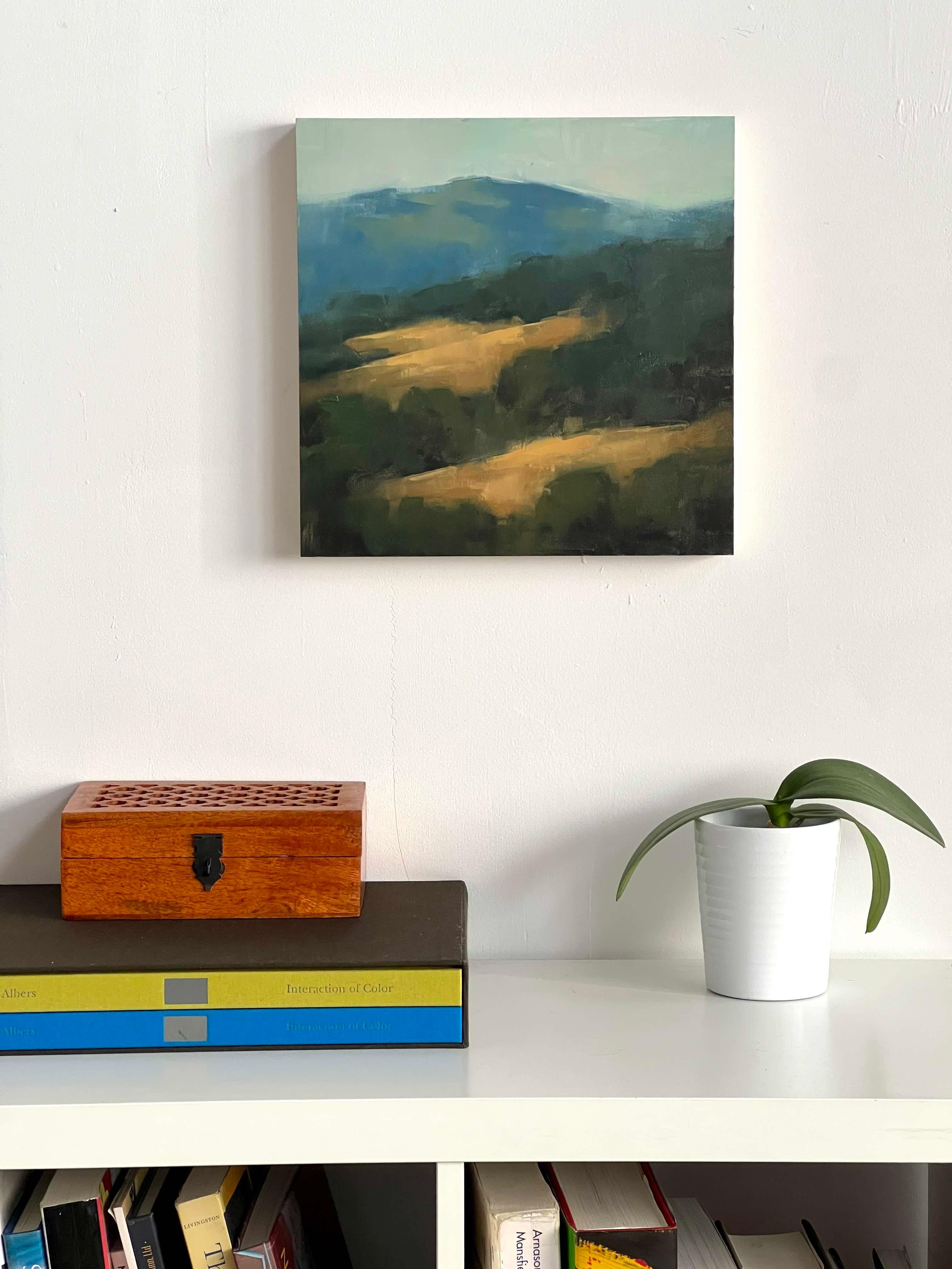 Pequeño paisaje de la bahía pintura al óleo original abstracto contemporáneo 1