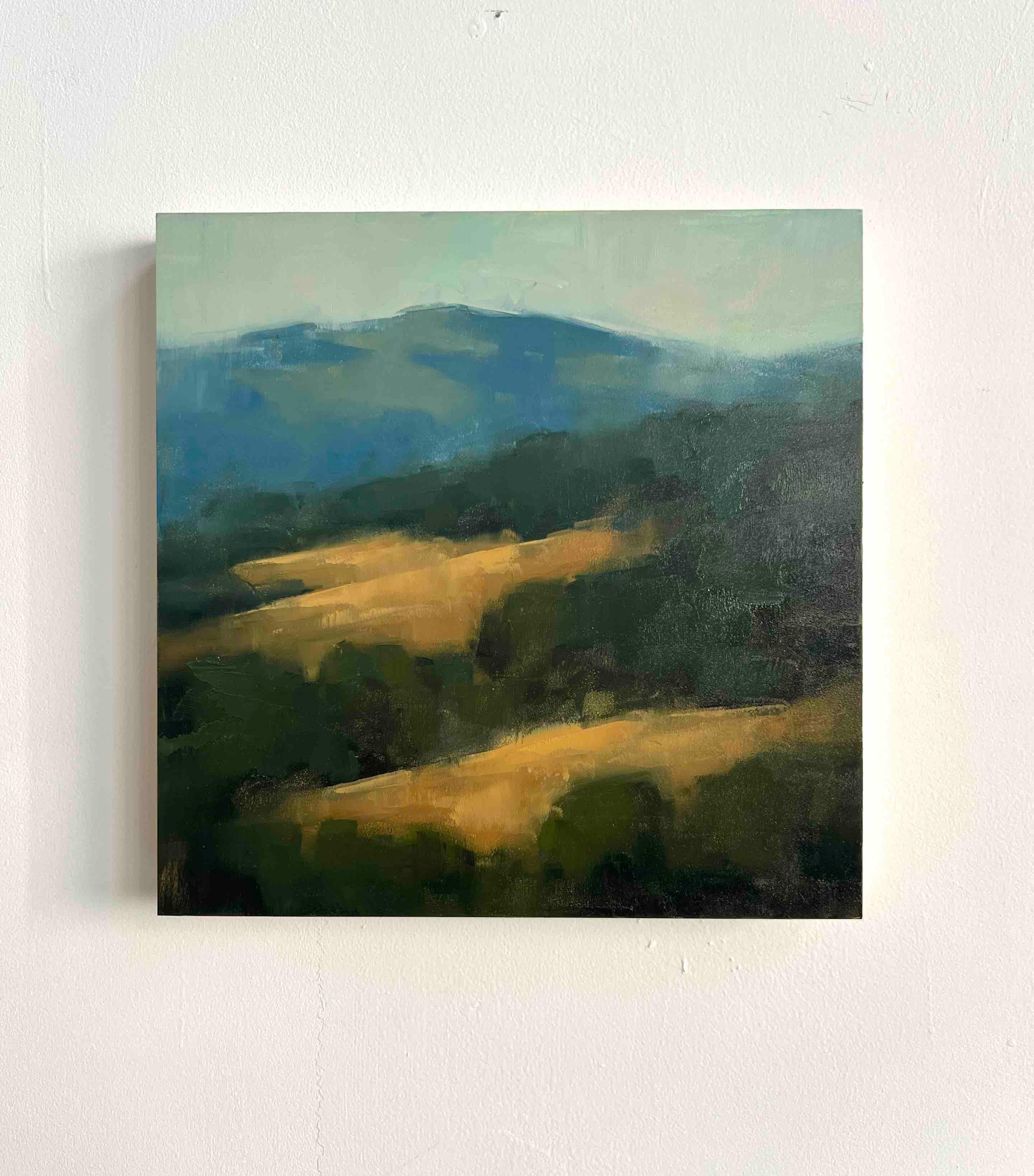 Pequeño paisaje de la bahía pintura al óleo original abstracto contemporáneo 2