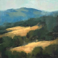 Pequeño paisaje de la bahía pintura al óleo original abstracto contemporáneo