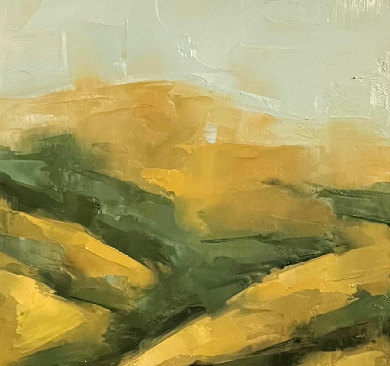 Small Bay Area landscape original oil painting golden hills - Beige Landscape Painting by Christina Kent