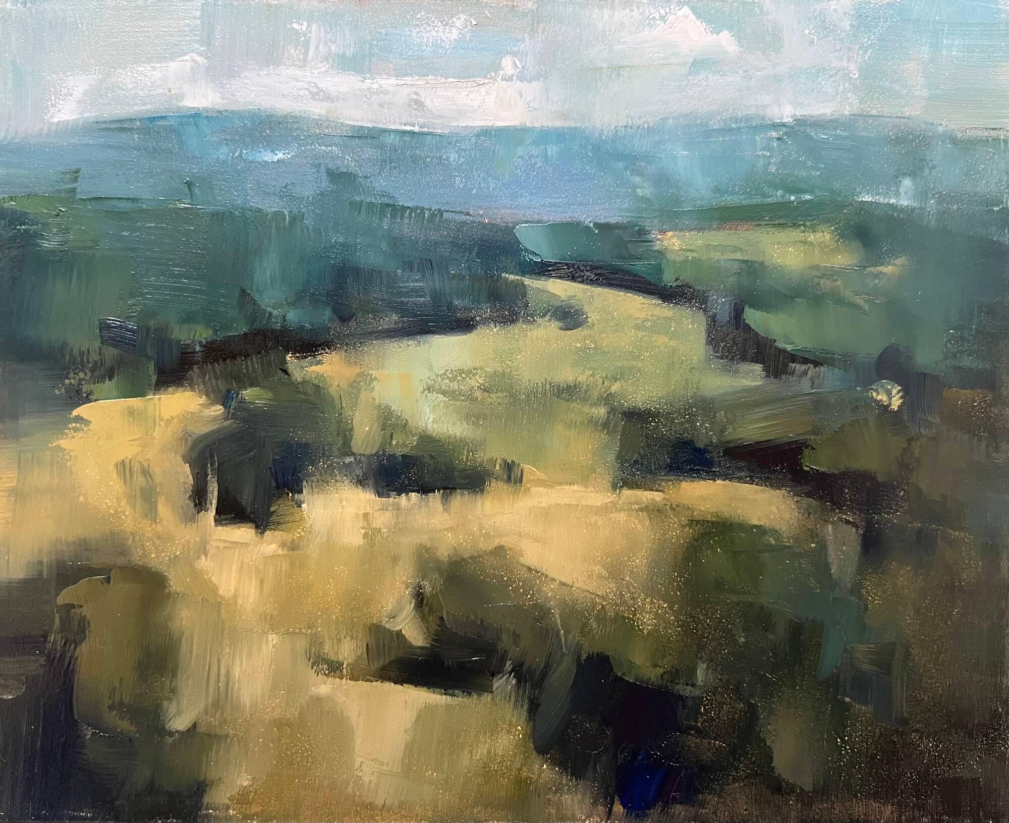 Landscape Painting de Christina Kent - Pequeño cuadro de paisaje californiano paisaje contemporáneo plein air