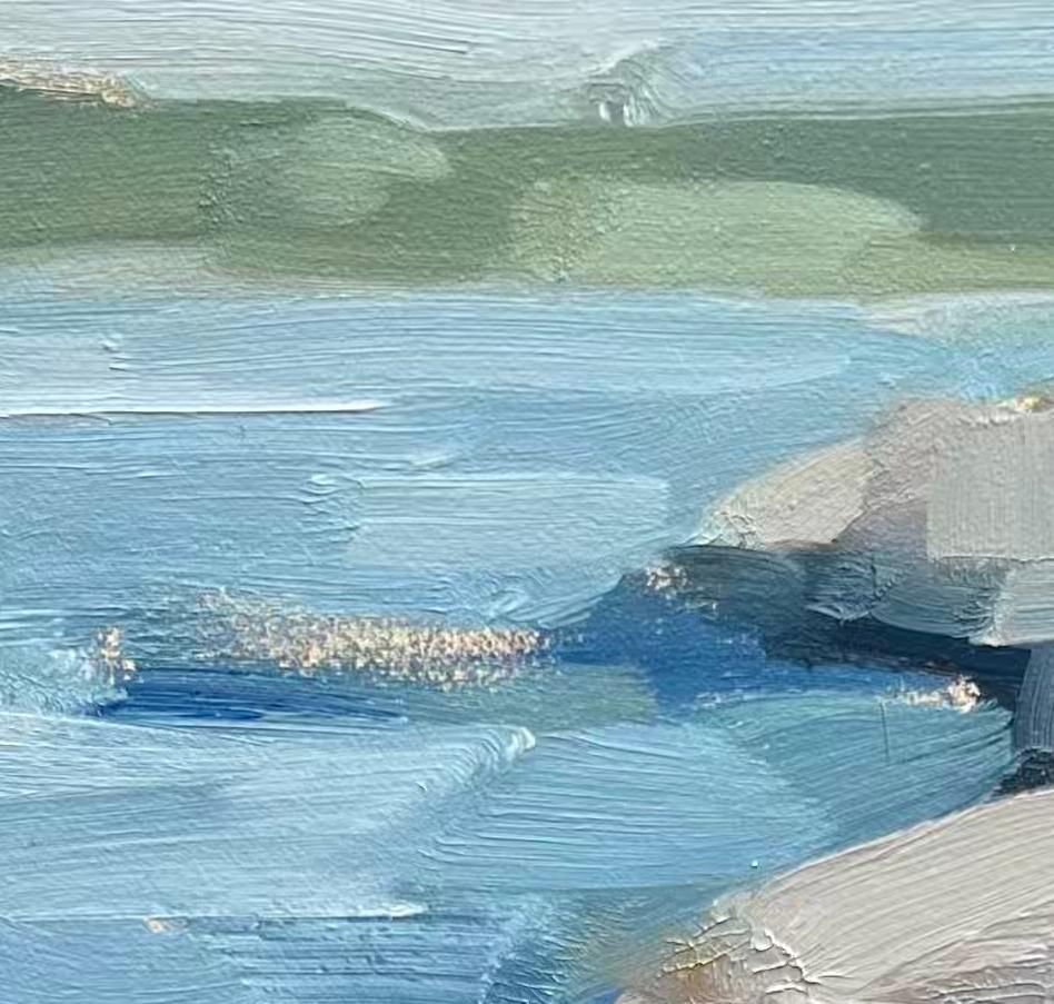 Pequeño paisaje costero pintura abstracta paisaje expresivo - Painting de Christina Kent