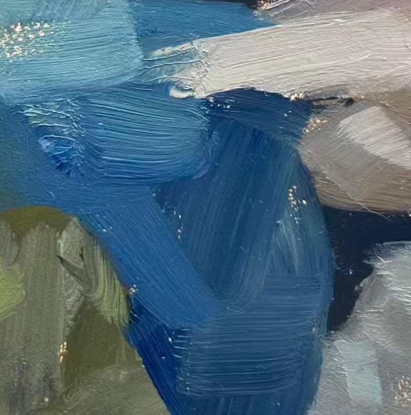 Pequeño paisaje costero pintura abstracta paisaje expresivo - Painting Realista de Christina Kent