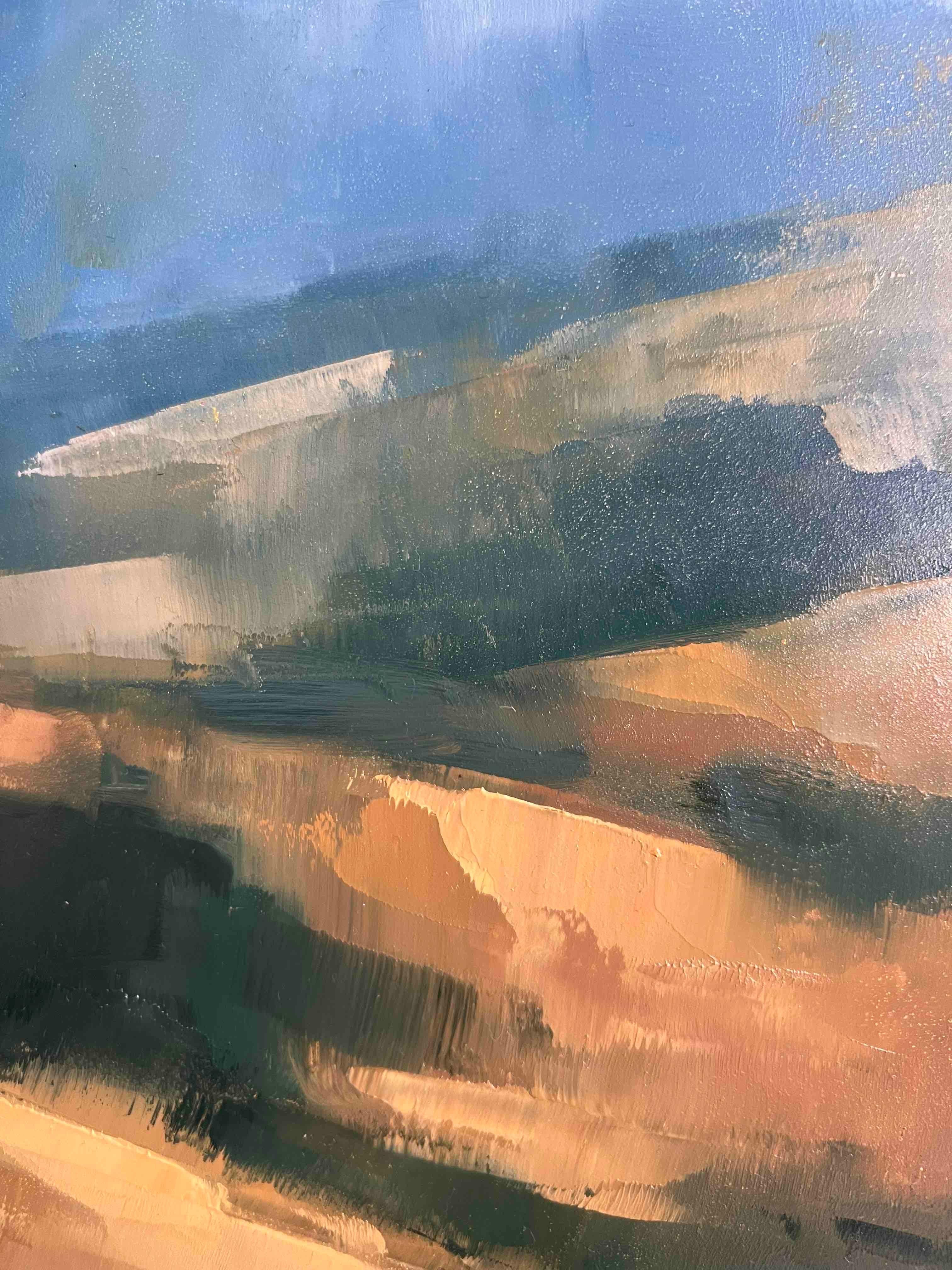 Paysage de Californie du Nord peinture à l'huile originale abstraite contemporaine - Noir Landscape Painting par Christina Kent