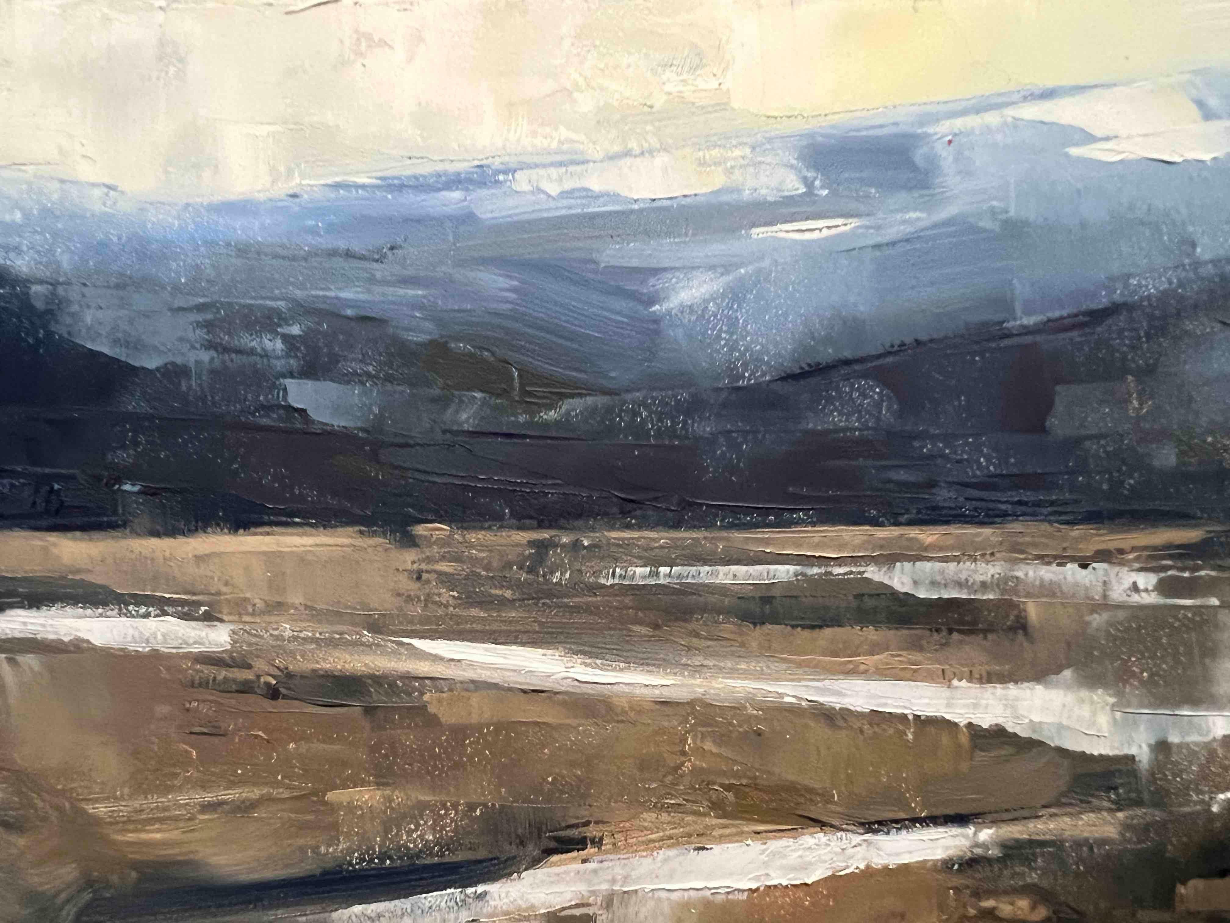 Pequeño óleo original paisaje invernal abstracto contemporáneo - Painting de Christina Kent