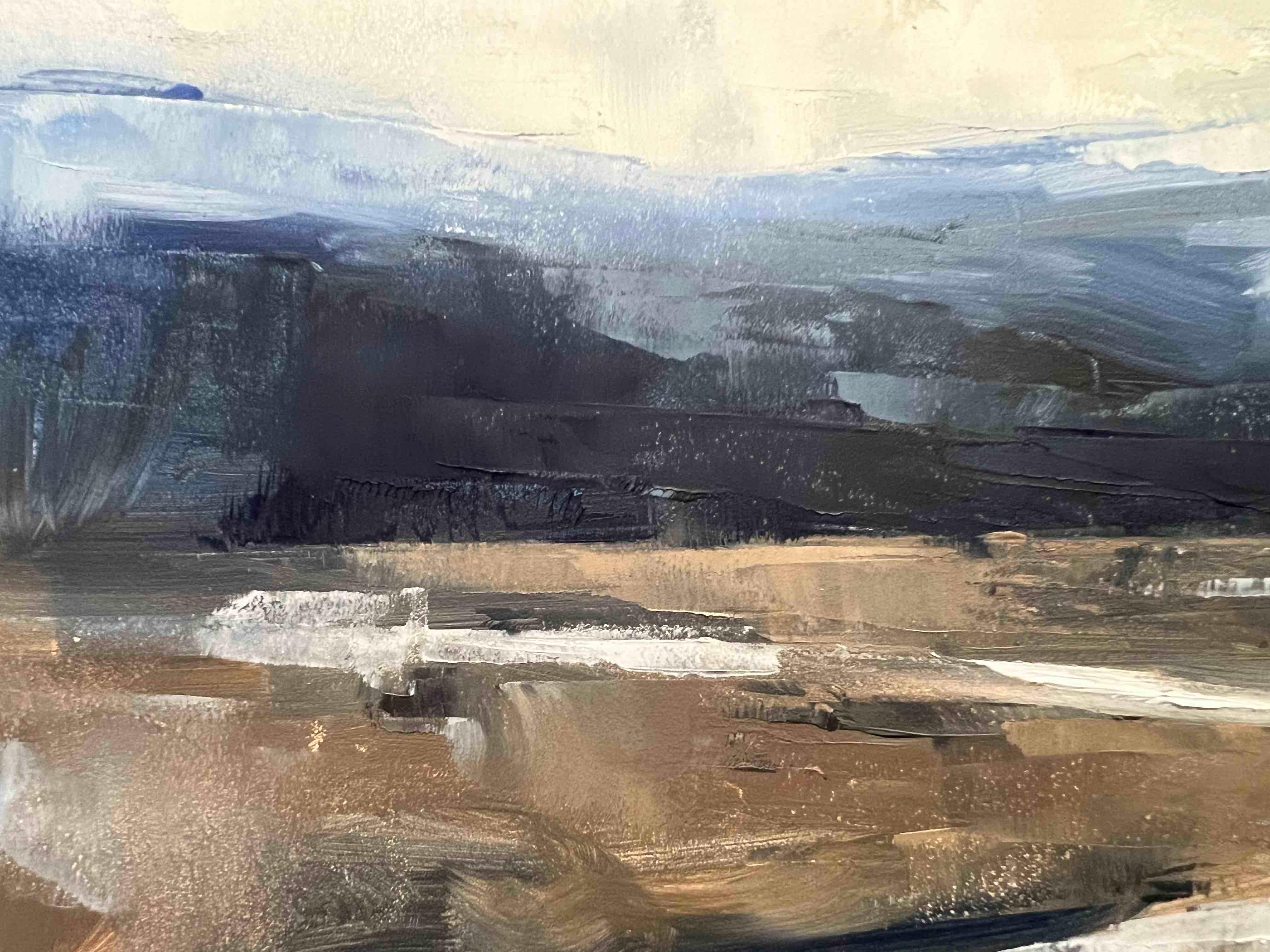 Pequeño óleo original paisaje invernal abstracto contemporáneo - Painting Realista de Christina Kent