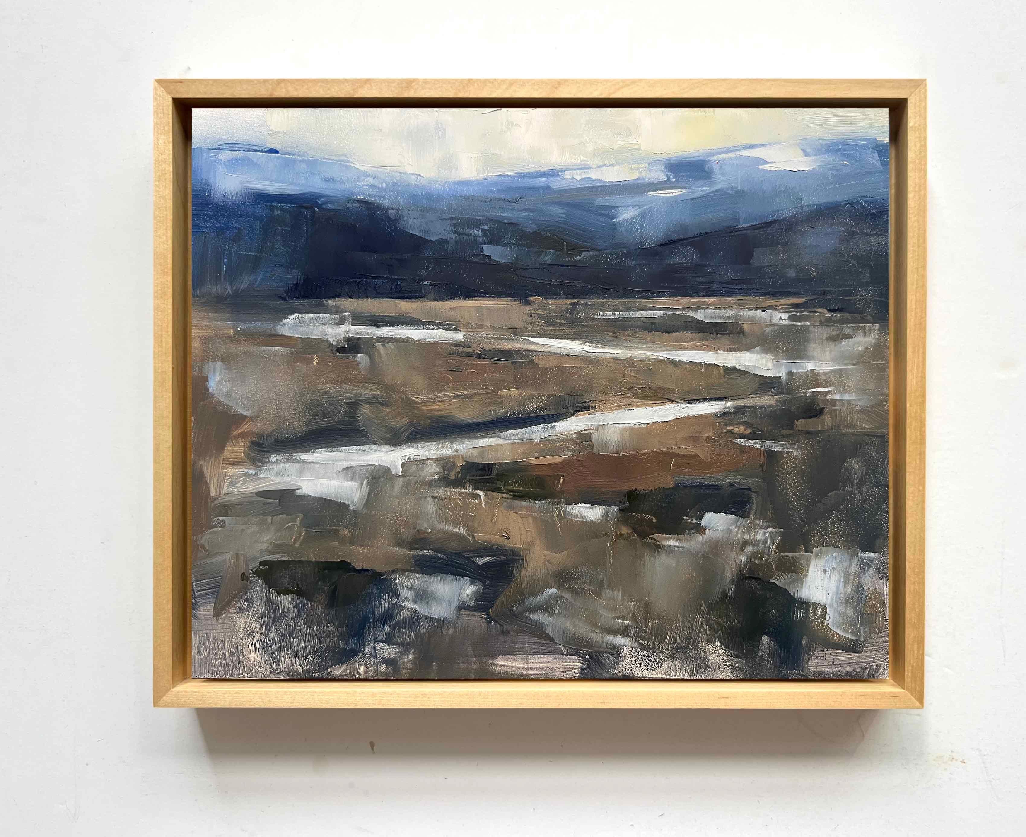 Landscape Painting de Christina Kent - Pequeño óleo original paisaje invernal abstracto contemporáneo