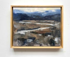 Small original oil painting contemporary abstract winter landscape