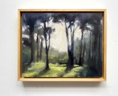 Small original oil painting nature luminous forest painting