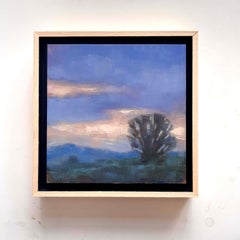 Petite peinture à l'huile originale paysage pastoral californien à l'aube