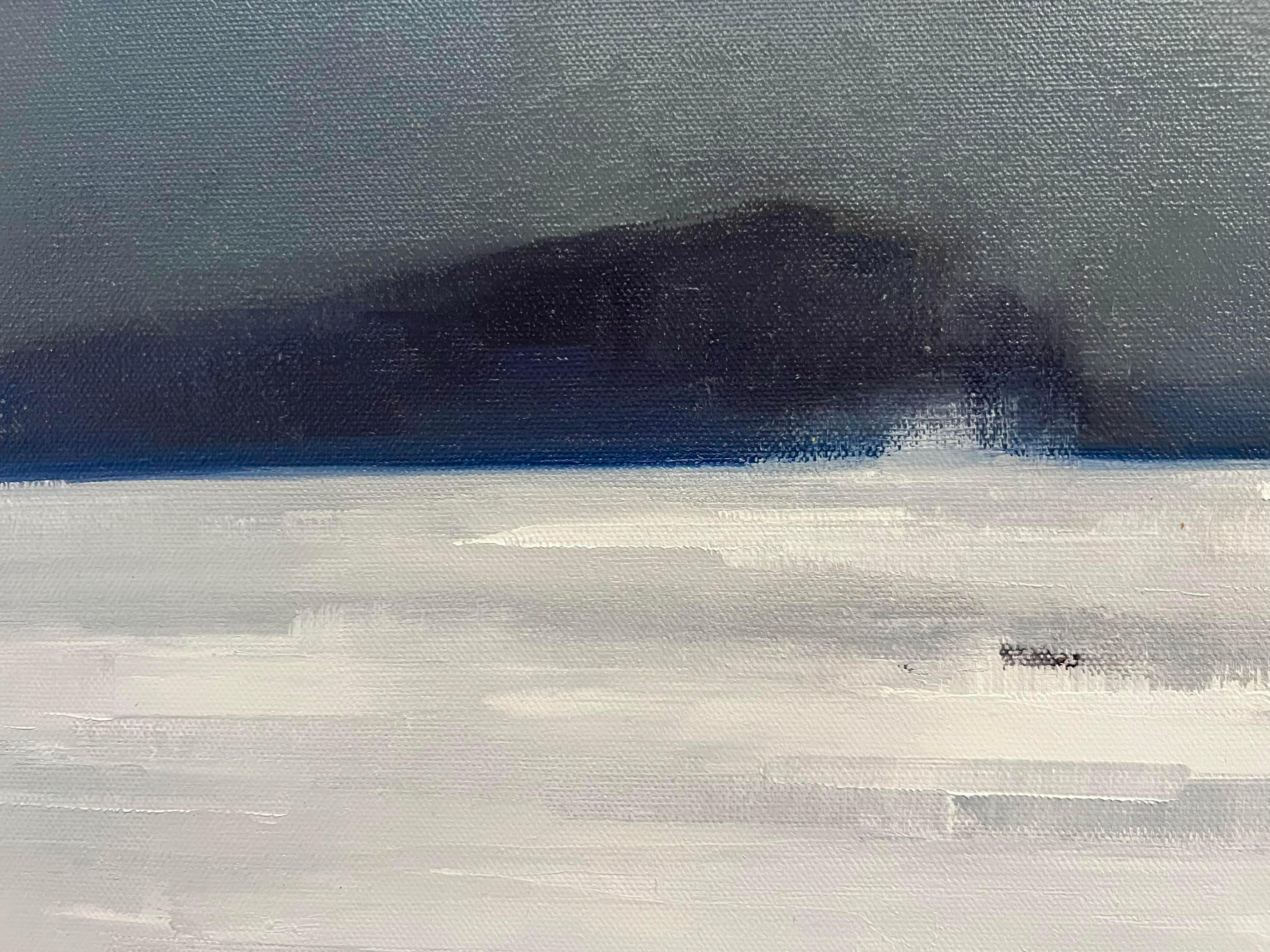 Sturm über der Bucht - 24x48 Ölgemälde, Launische Neufundland Seelandschaft (Grau), Landscape Painting, von Christina Kent