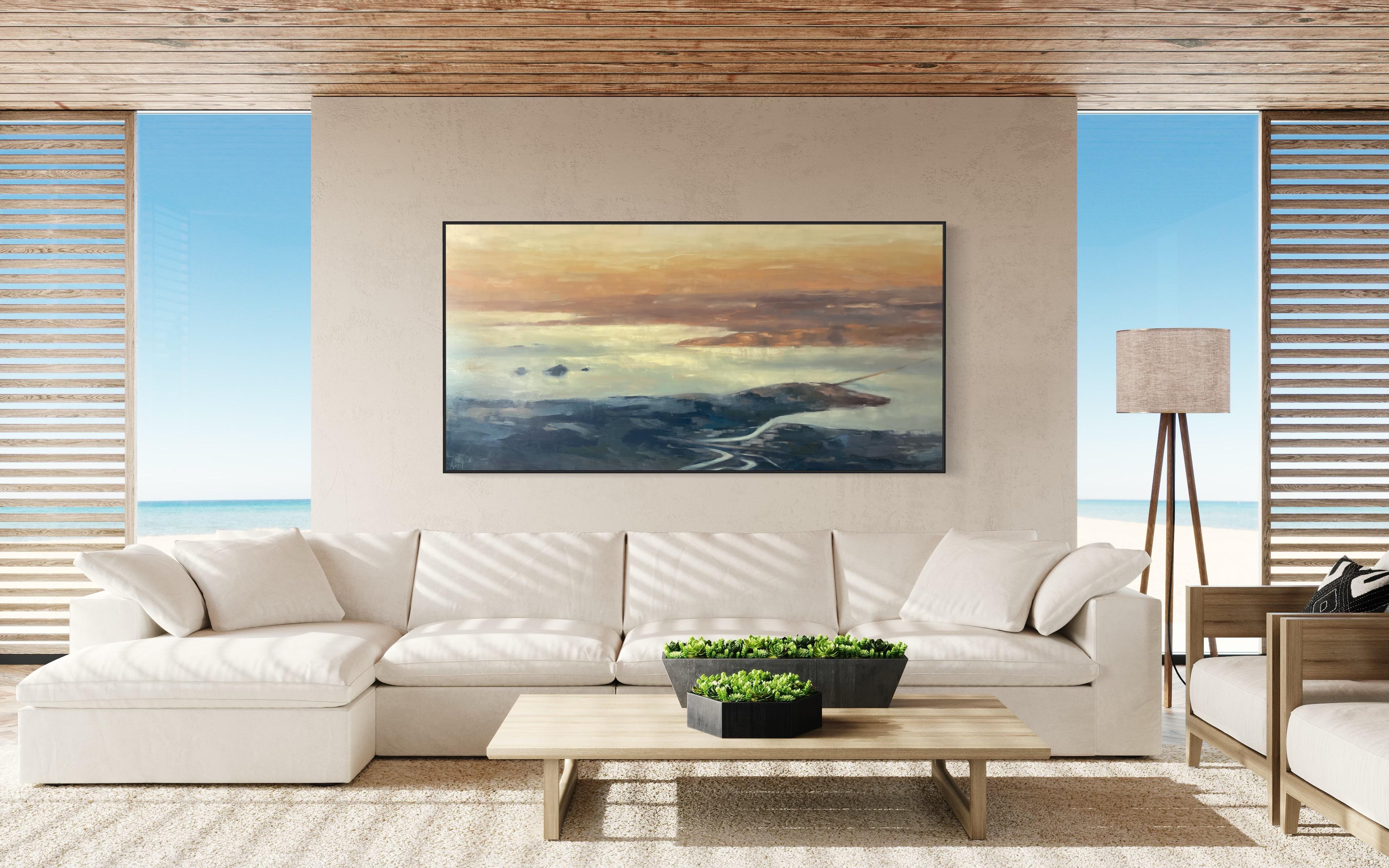 Bay area landscape painting 48x72 original oil painting - Painting by Christina Kent