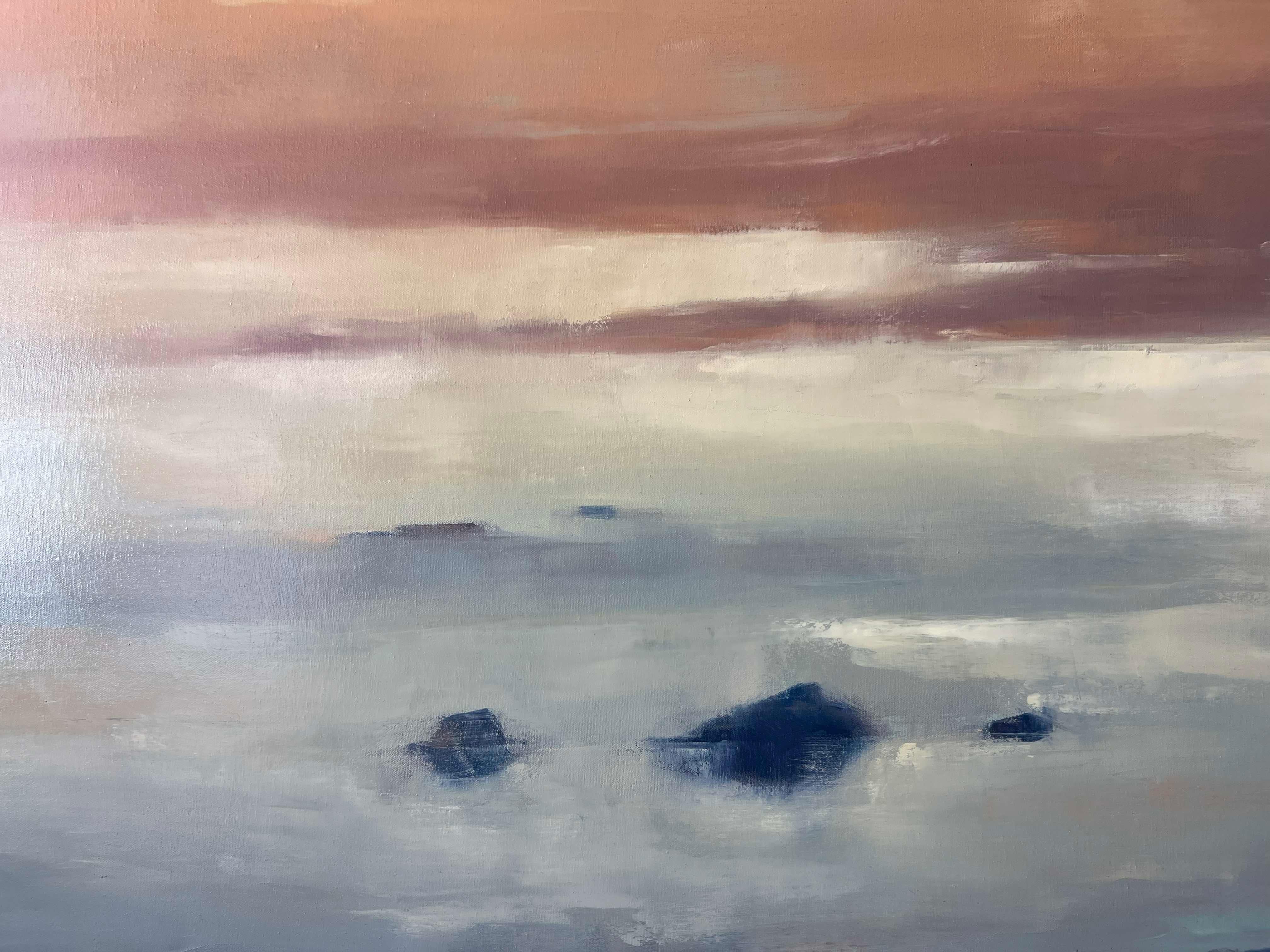 Bay area landscape painting 48x72 original oil painting - Brown Landscape Painting by Christina Kent