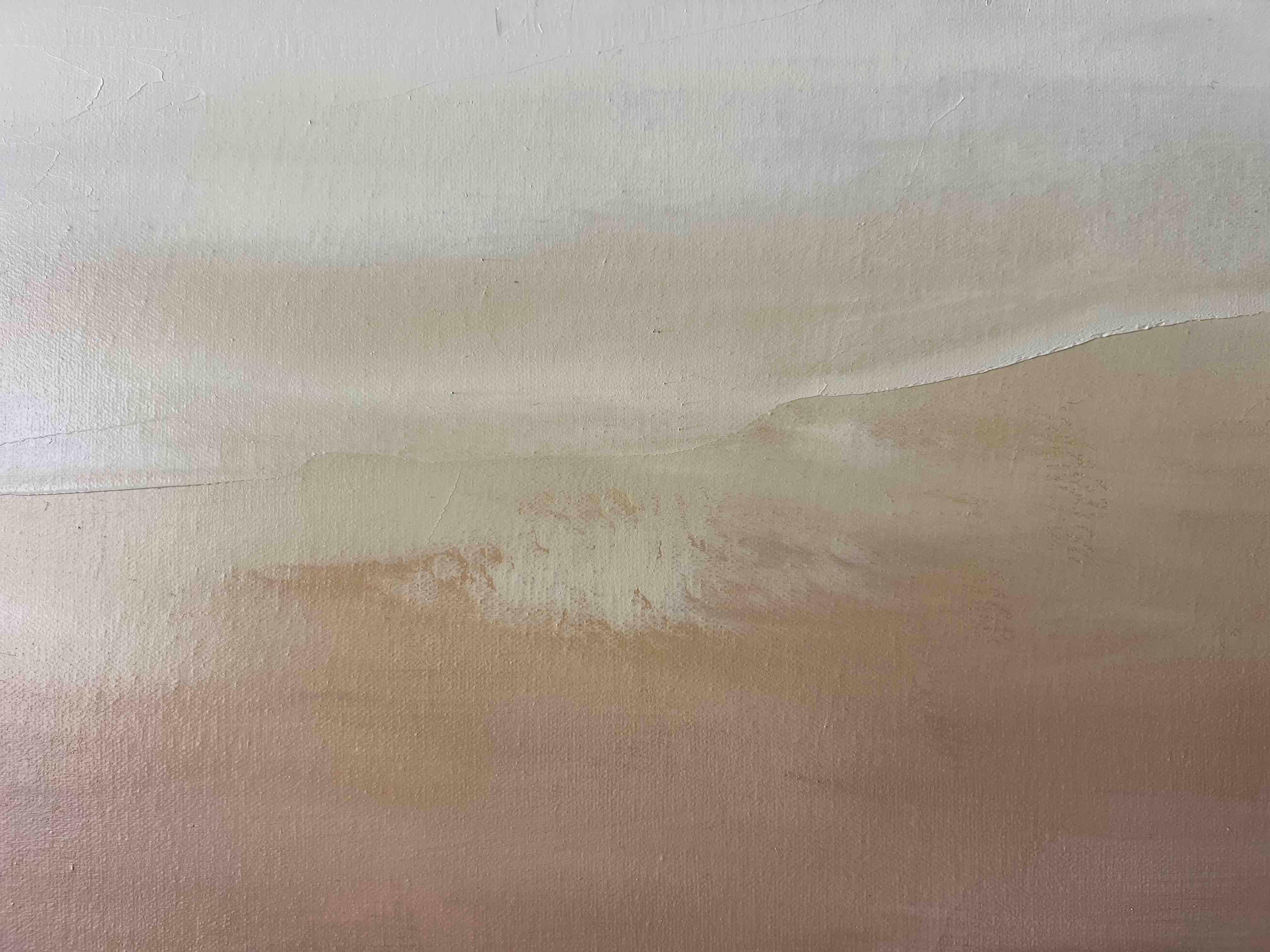 This large-scale, immersive oil painting of the northern California landscape captures the breathtaking view looking east from the East Peak of Mt. Tamalpais at sunset. The painting conveys the vastness of the landscape with a sweeping gradient of