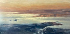 Paisaje de la bahía 48x72 pintura al óleo original