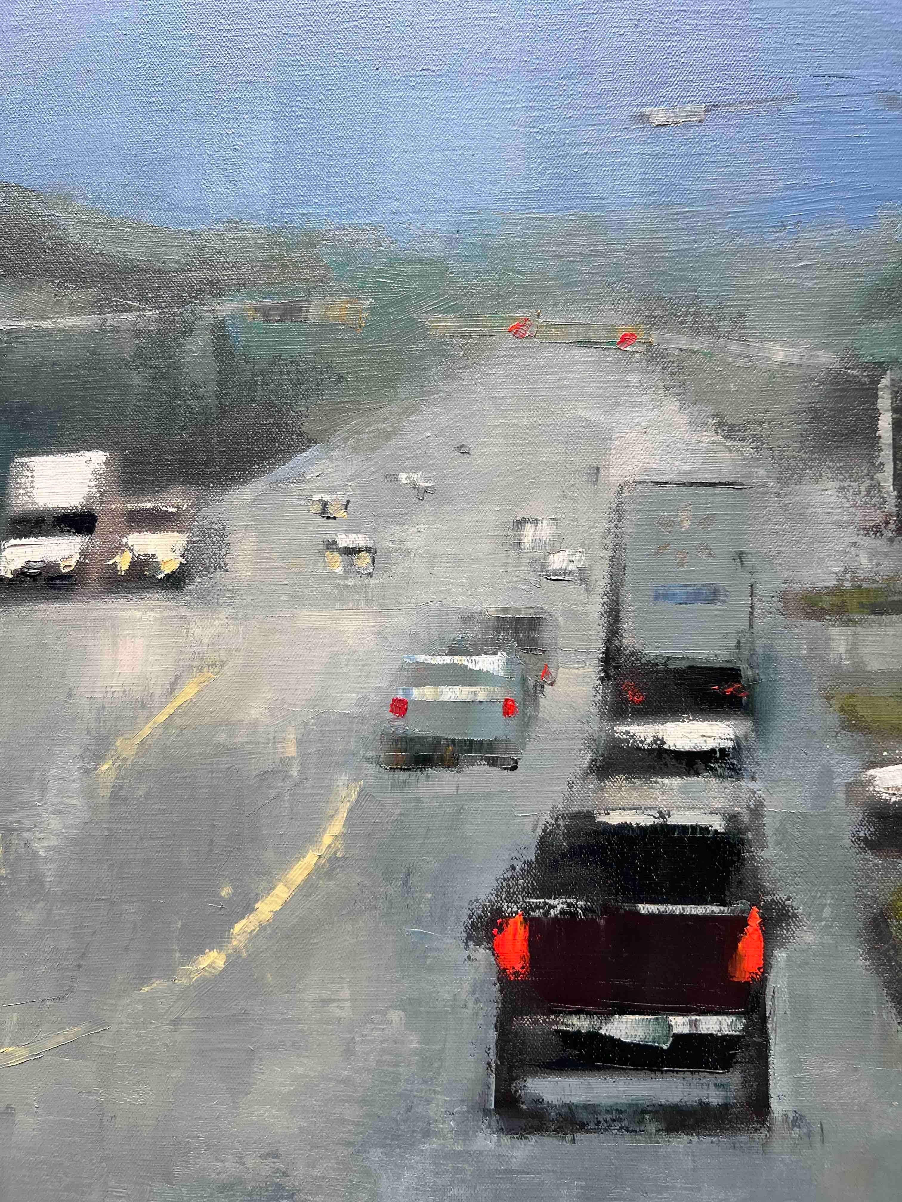 Texas Storm — Large-Scale Oil Painting of a Stormy Highway Road Trip For Sale 2