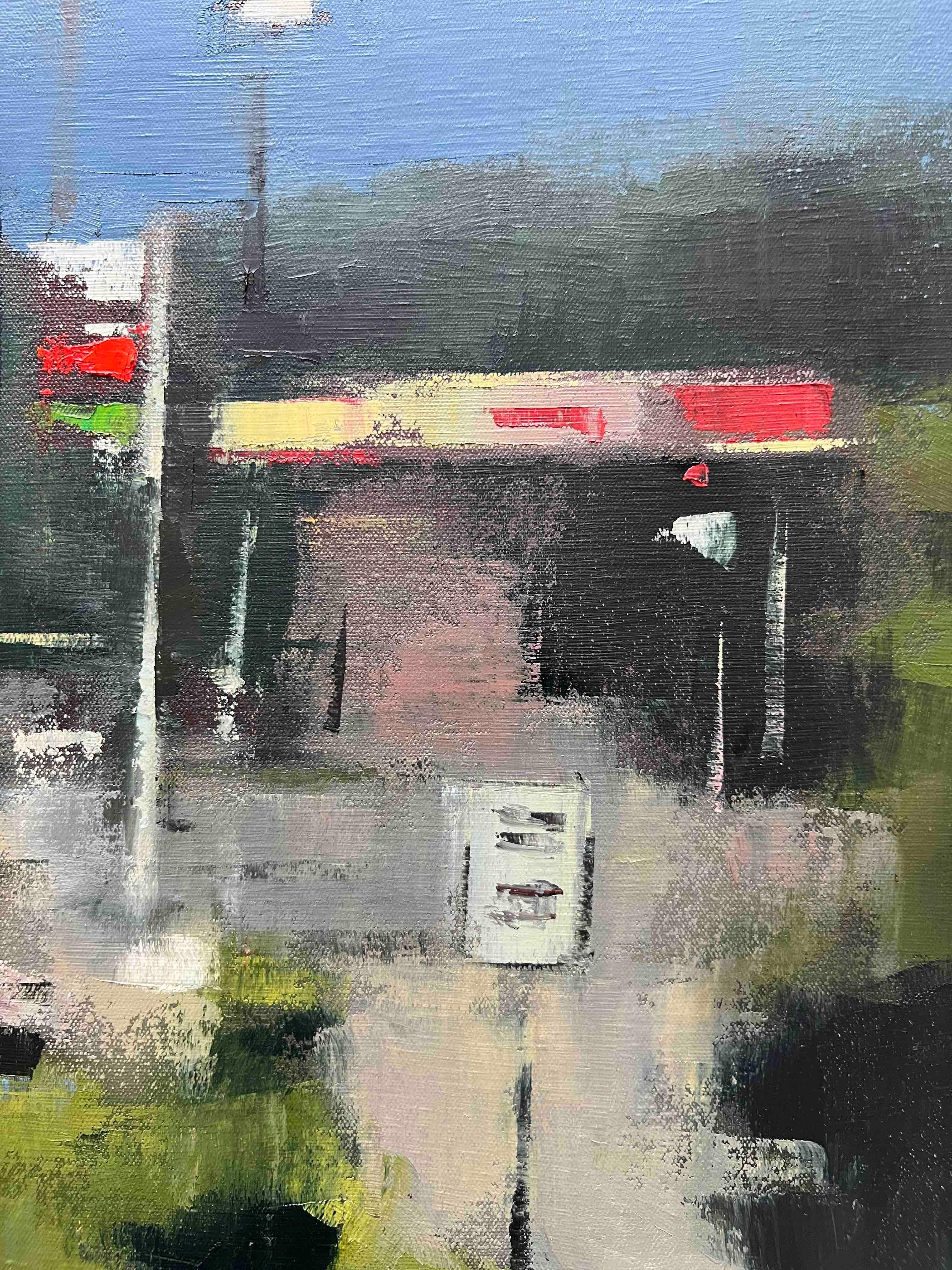 Texas Storm — Large-Scale Oil Painting of a Stormy Highway Road Trip For Sale 4