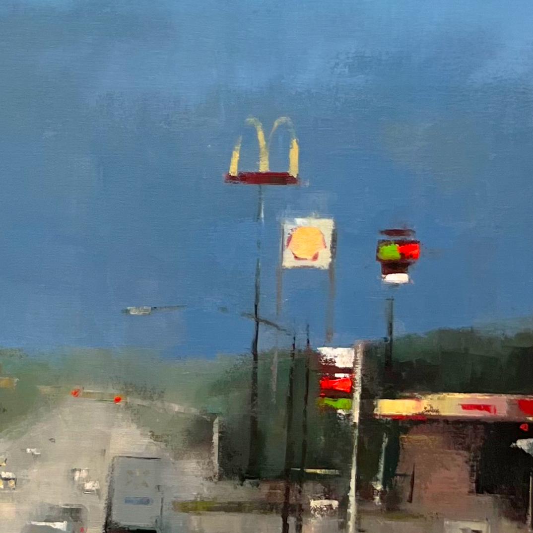 Texas Storm — Large-Scale Oil Painting of a Stormy Highway Road Trip For Sale 6
