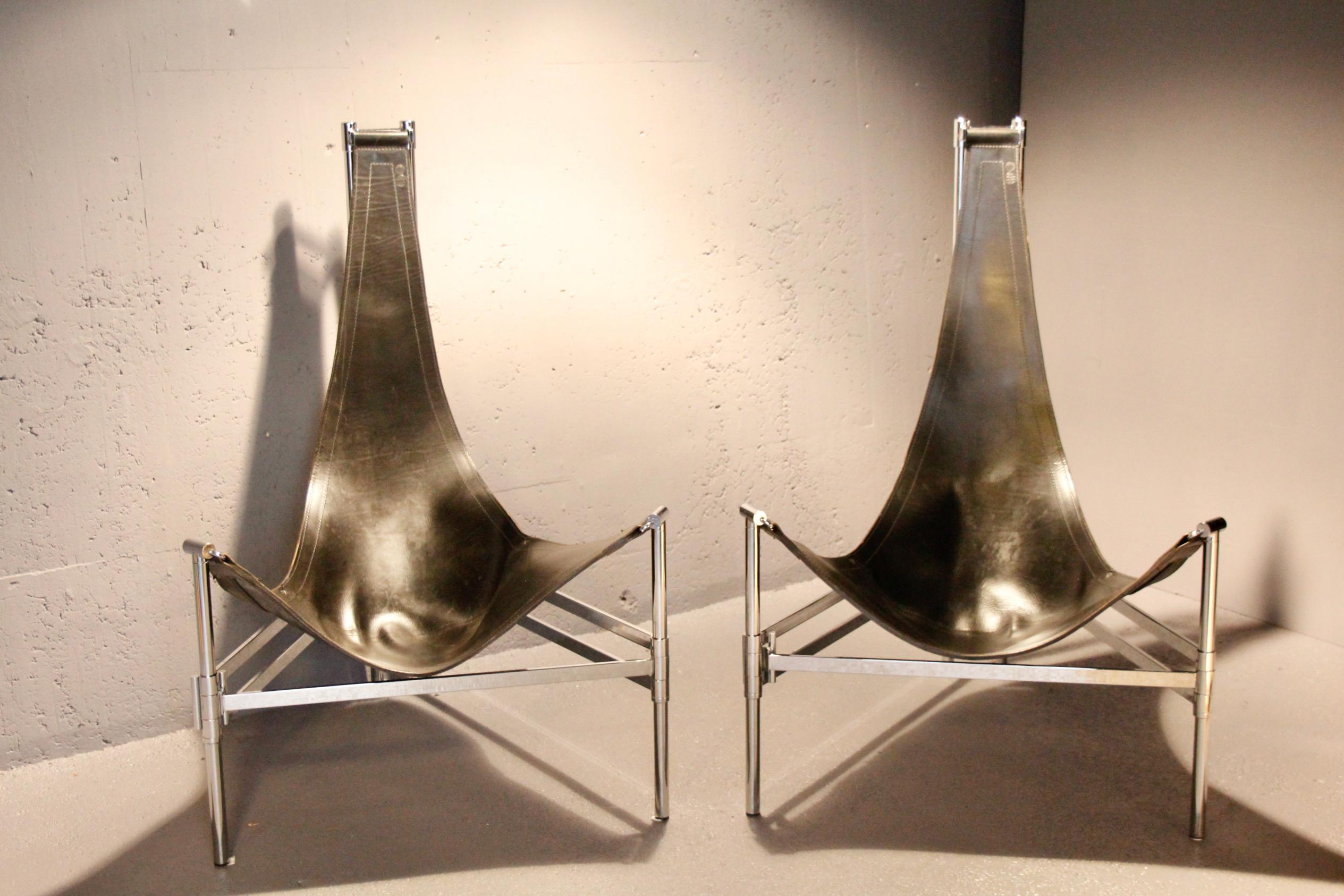Rare pair of easy chairs model Yacht designed by Christina & Lars Andersson. Produced by Huskvarna in Sweden.