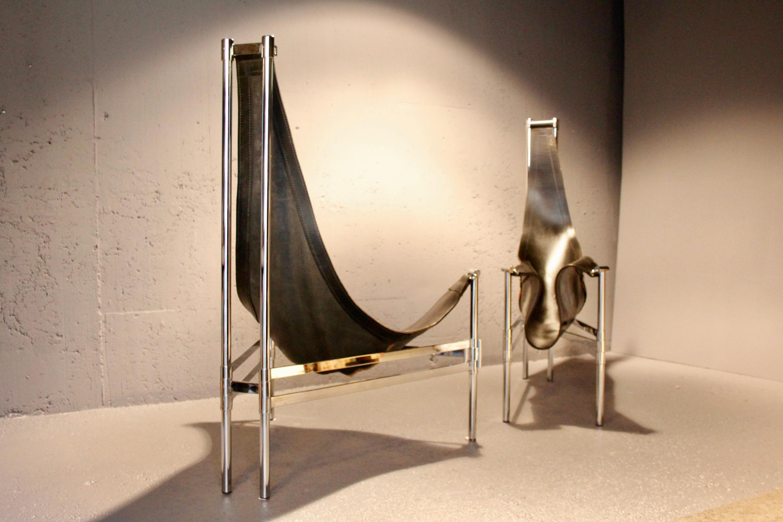 Steel Christina & Lars Andersson Easy Chairs Model 'Yacht' Produced by Huskvarna For Sale