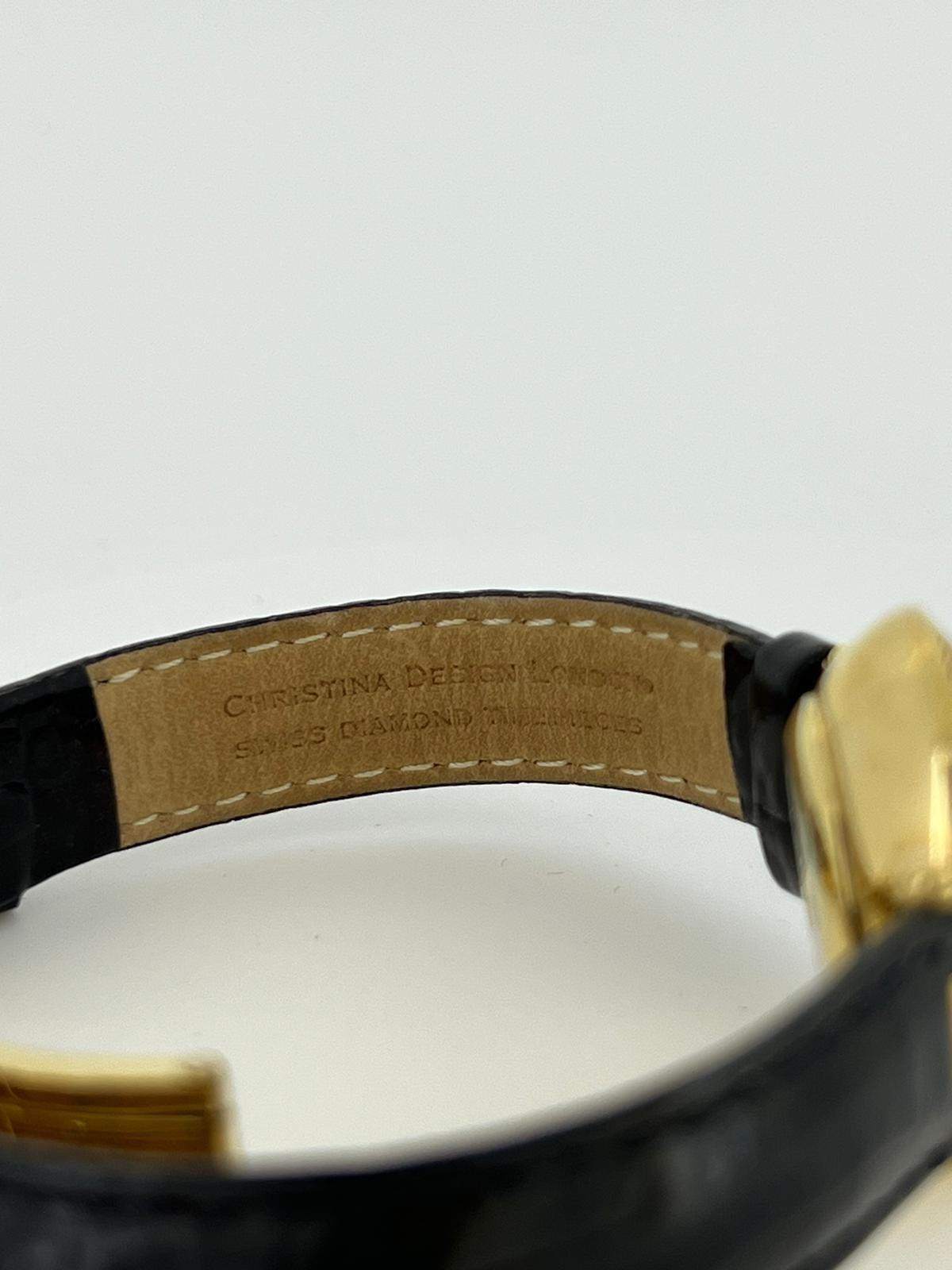 Christina London Diamond Bezel Iridescent Dial 18K Gold-Plated Ladies' Watch For Sale 4