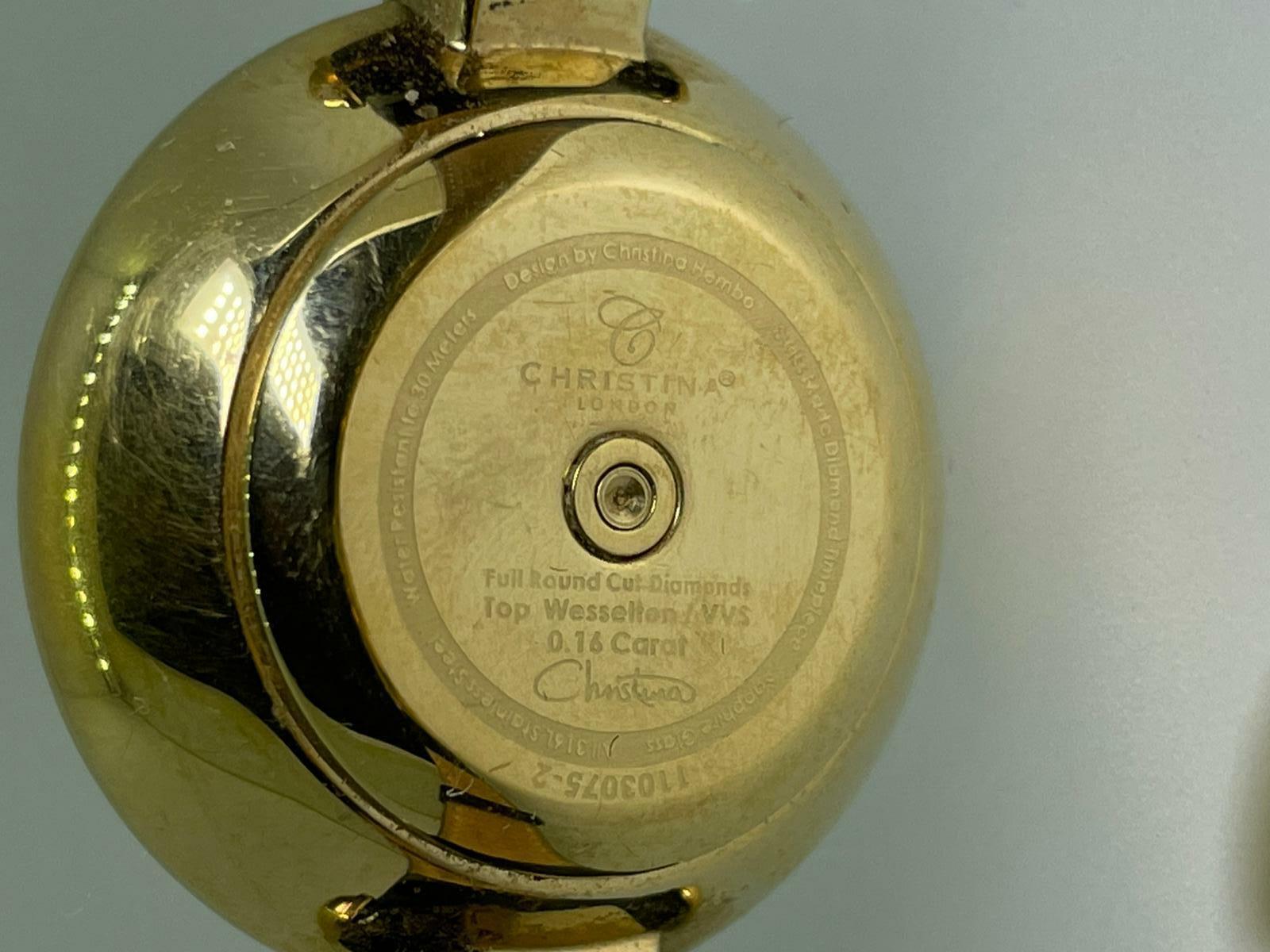 De las mujeres Reloj de señora Christina London con bisel de diamantes y esfera iridiscente chapado en oro de 18 quilates en venta