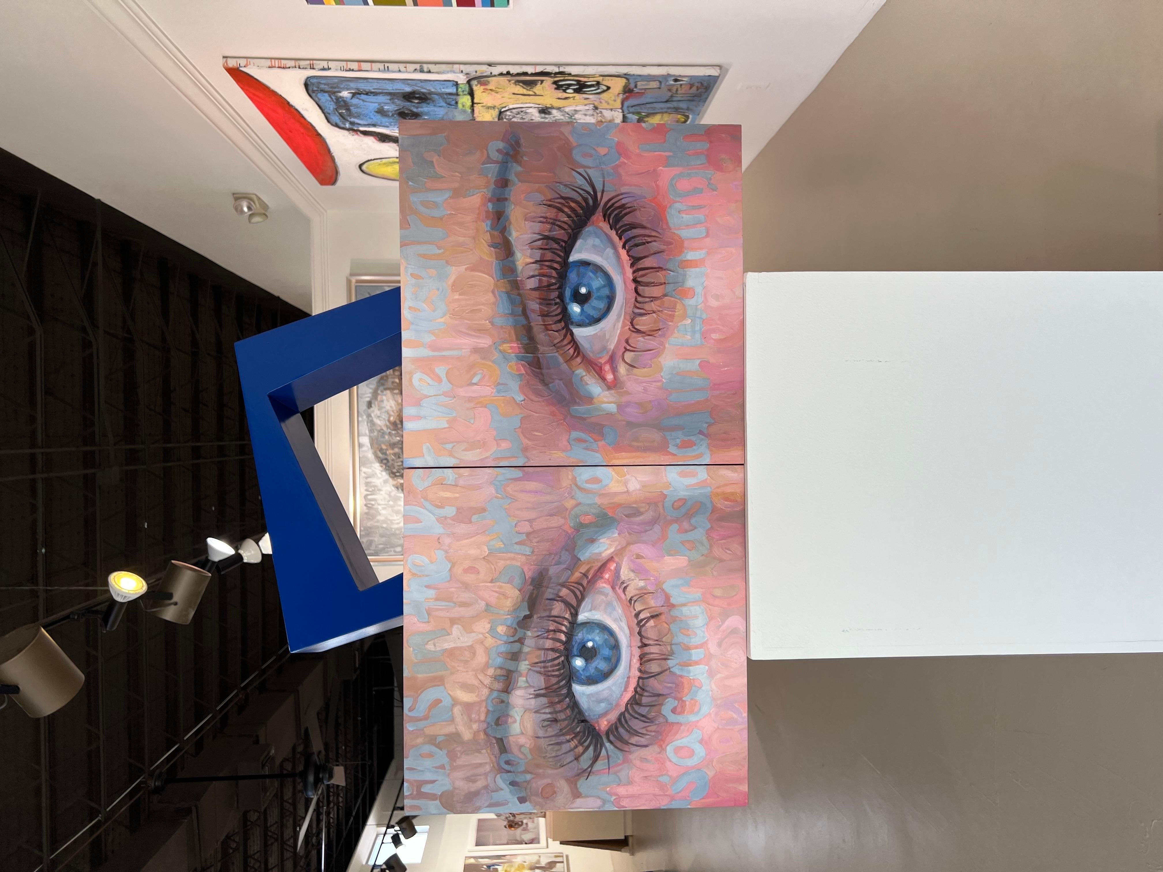 Betty Davis Eyes, huile sur panneau par Christina Major Diptych en vente 9