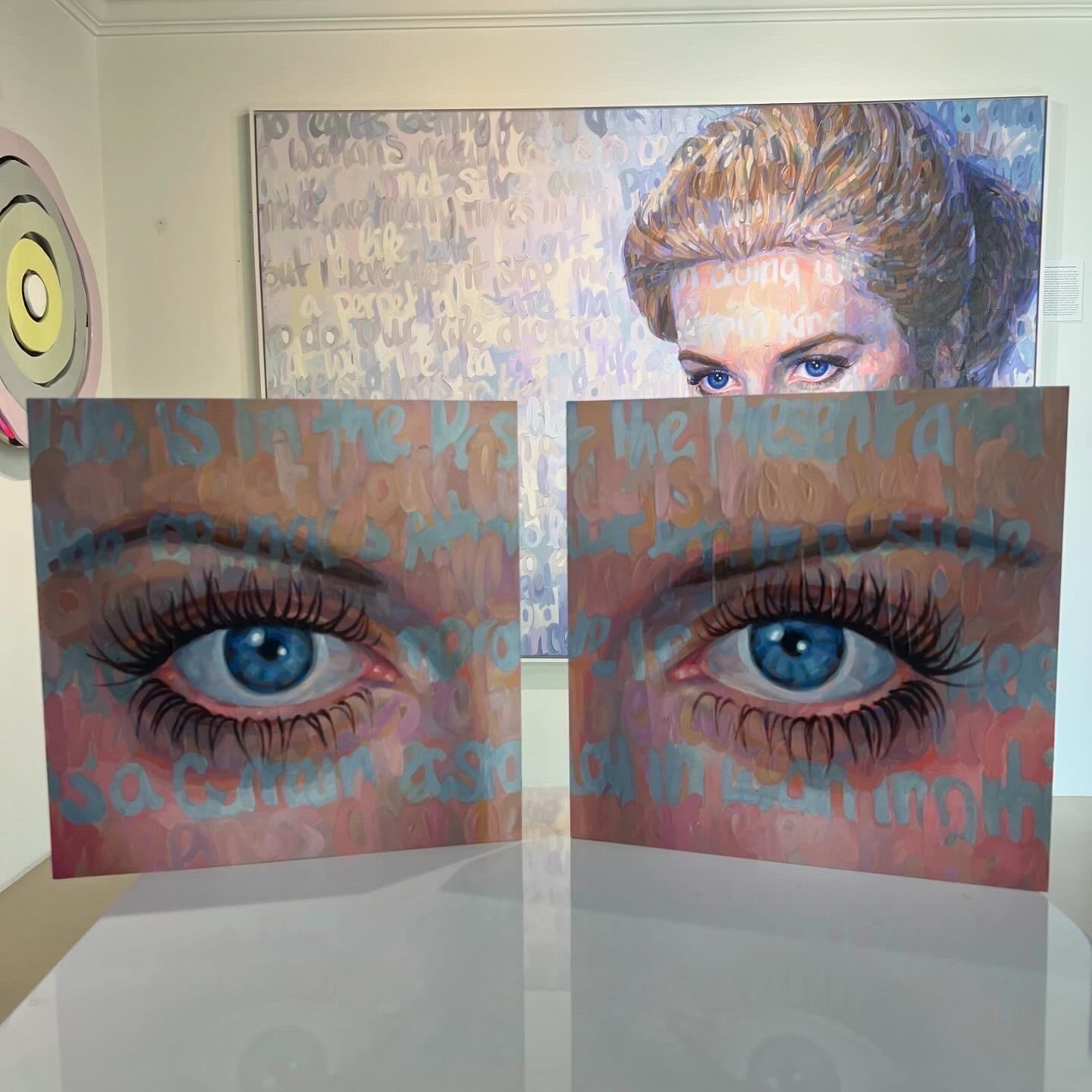 Betty Davis Eyes, huile sur panneau par Christina Major Diptych en vente 10