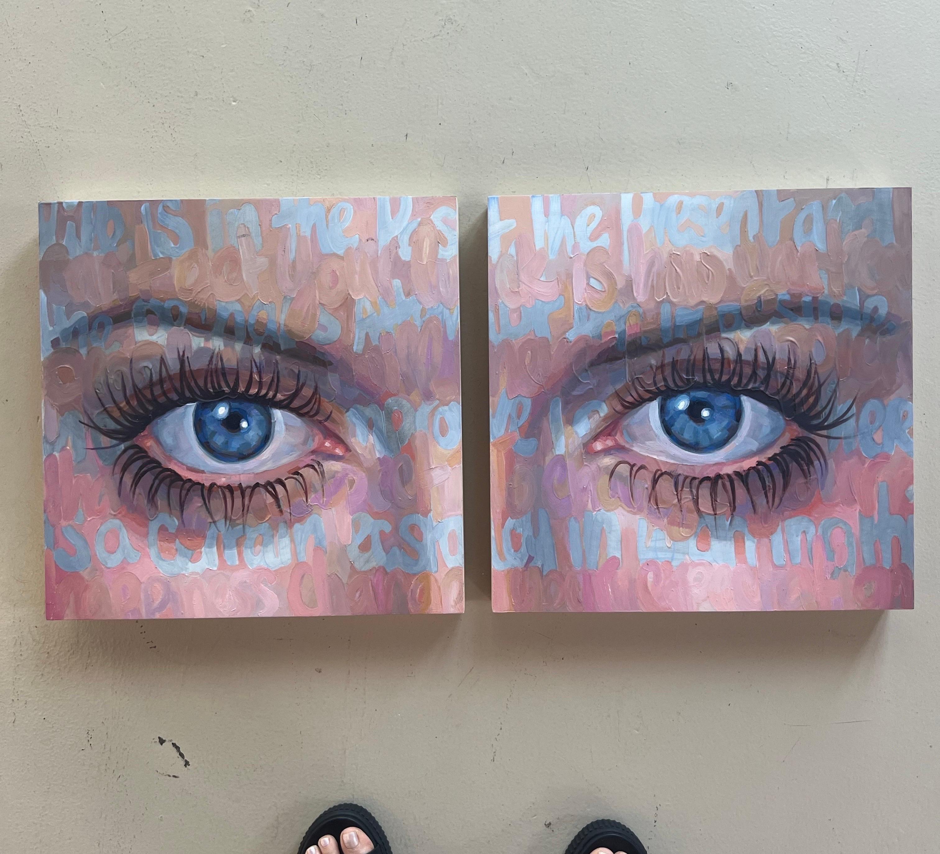Betty Davis Eyes, huile sur panneau par Christina Major Diptych en vente 11