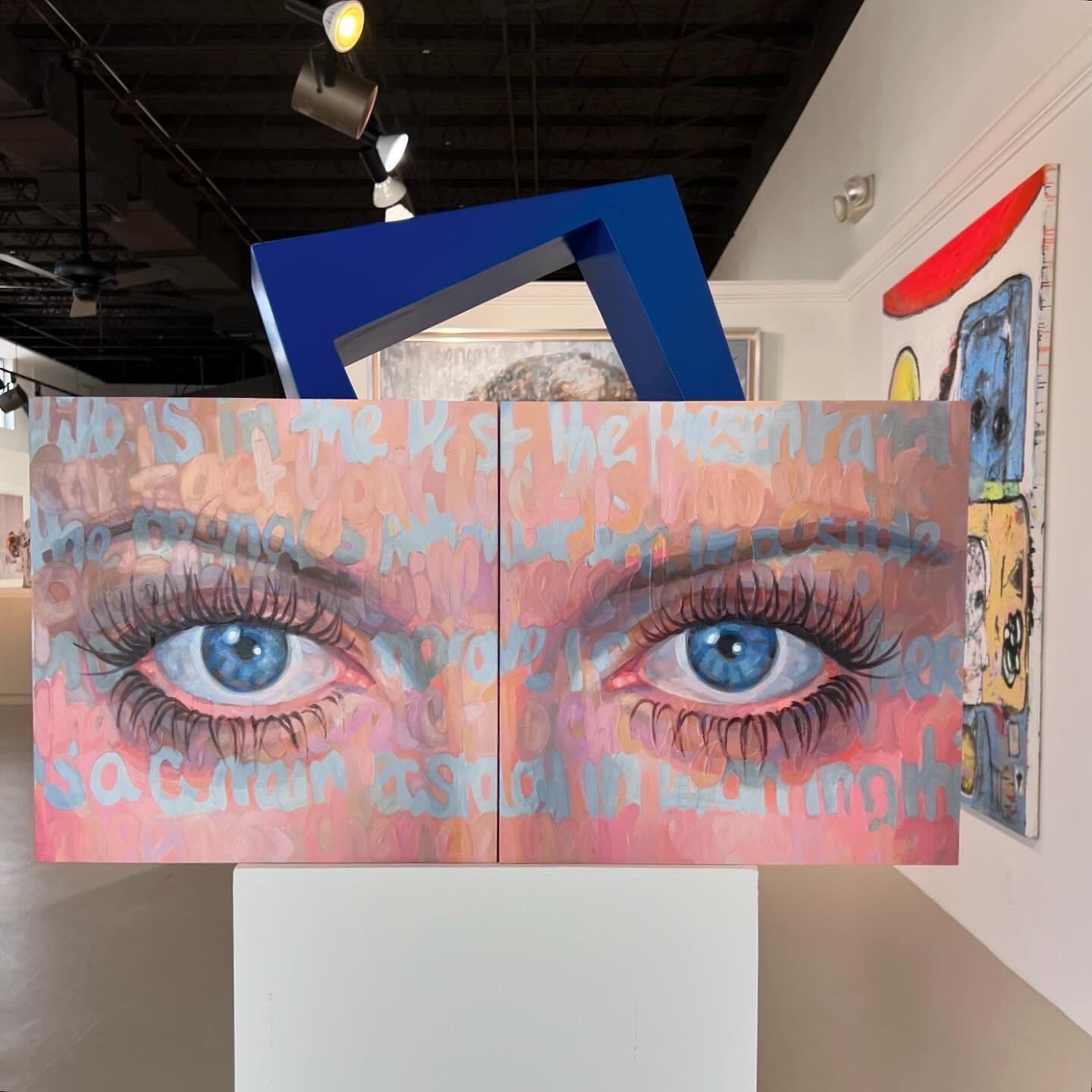 Betty Davis Eyes, huile sur panneau par Christina Major Diptych en vente 2