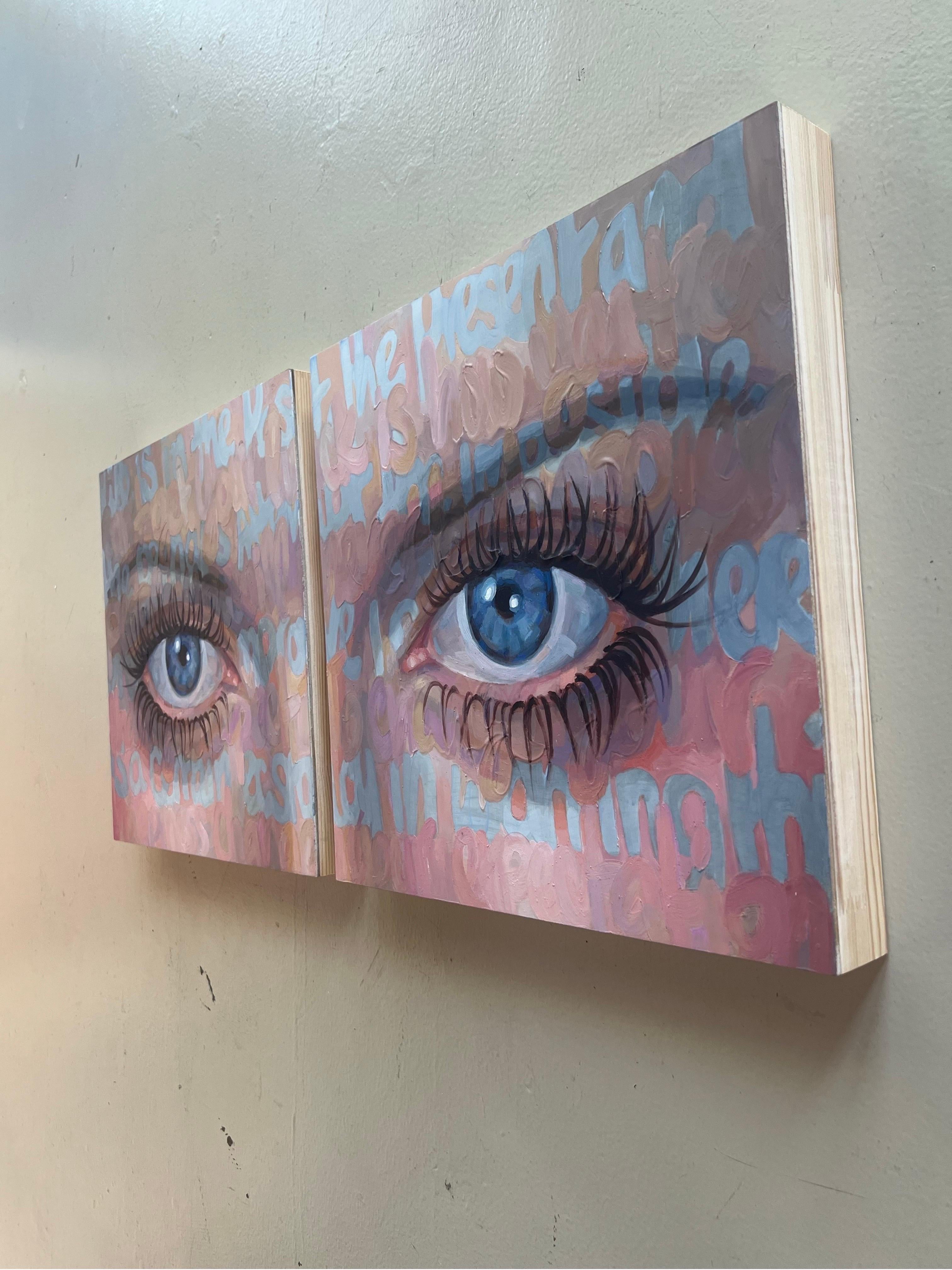 Betty Davis Eyes, huile sur panneau par Christina Major Diptych en vente 3