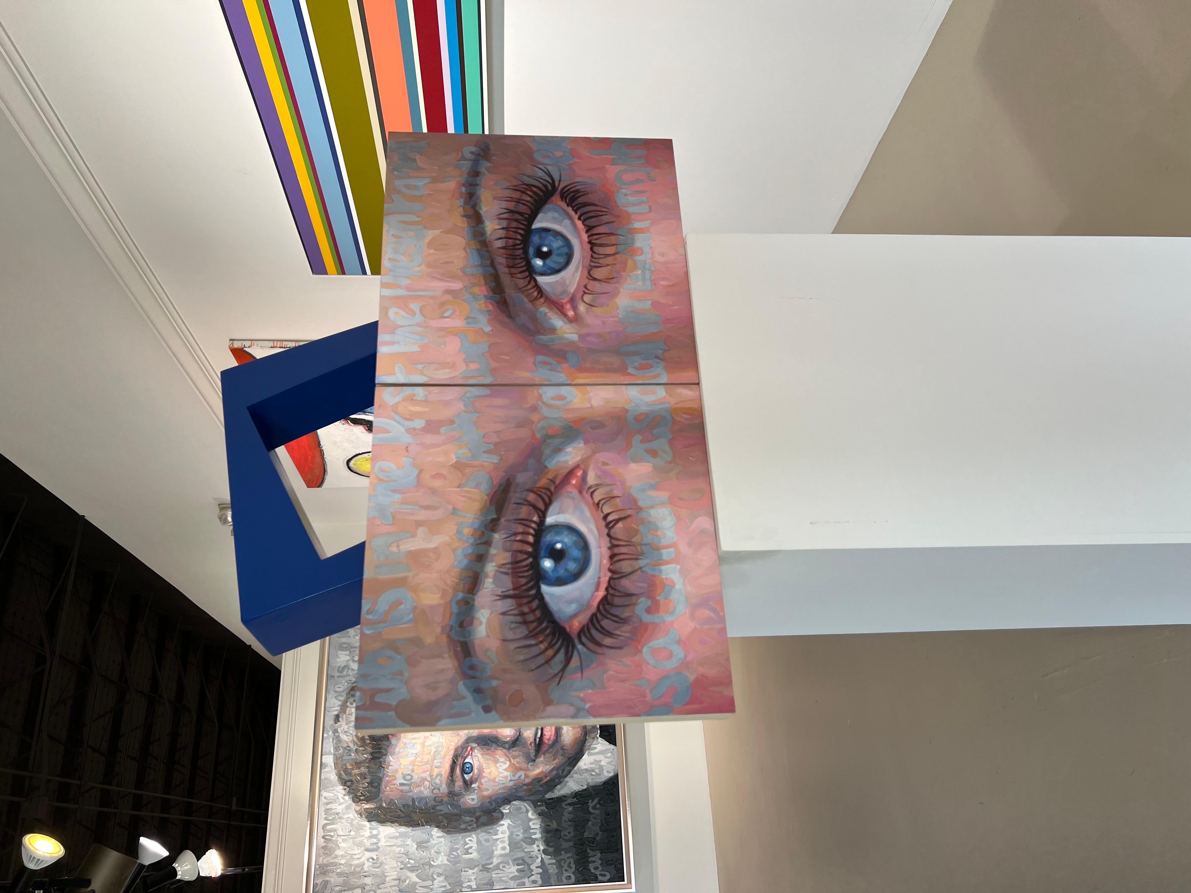 Betty Davis Eyes, huile sur panneau par Christina Major Diptych en vente 5