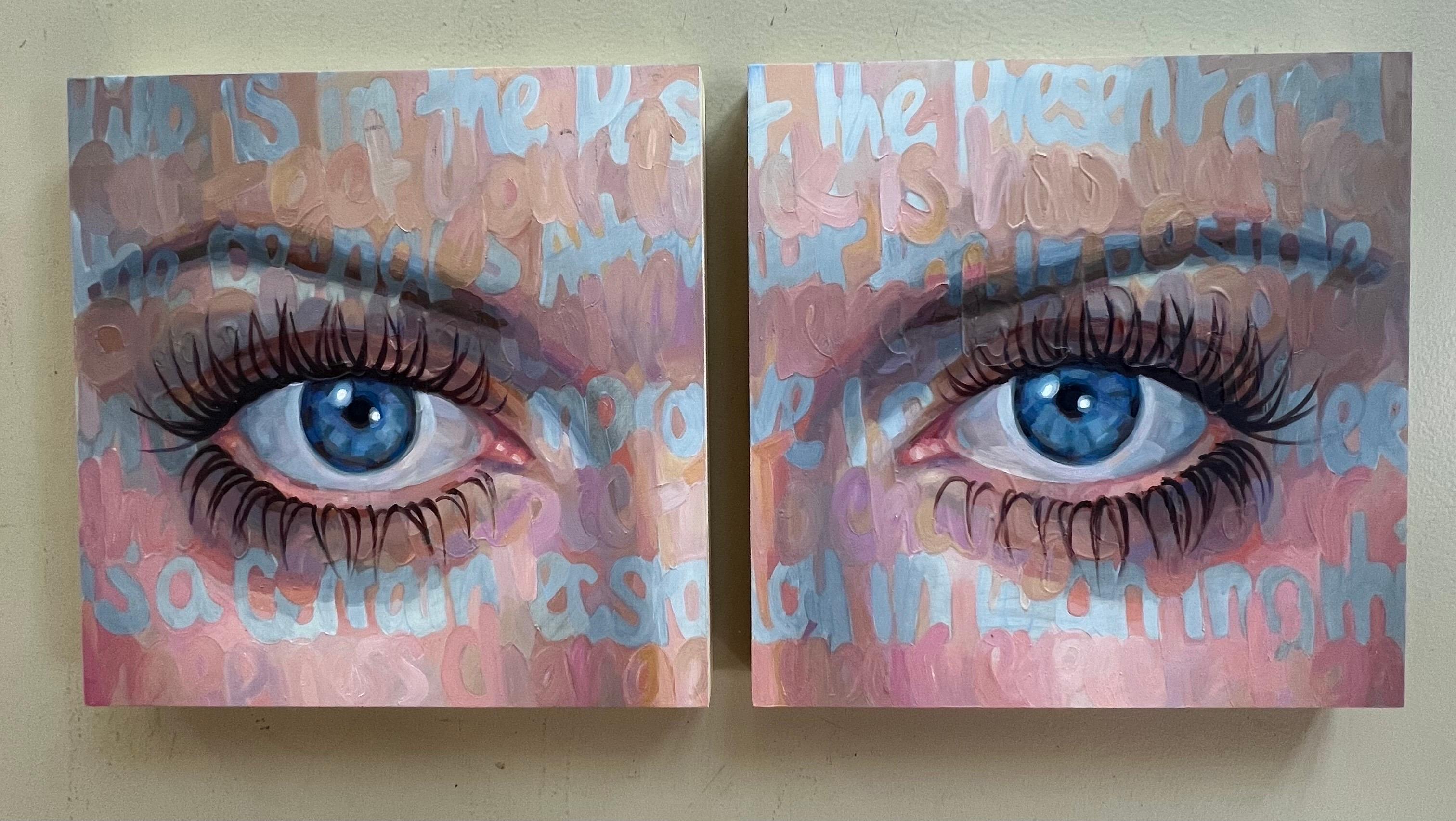 Betty Davis Eyes, huile sur panneau par Christina Major Diptych en vente 7