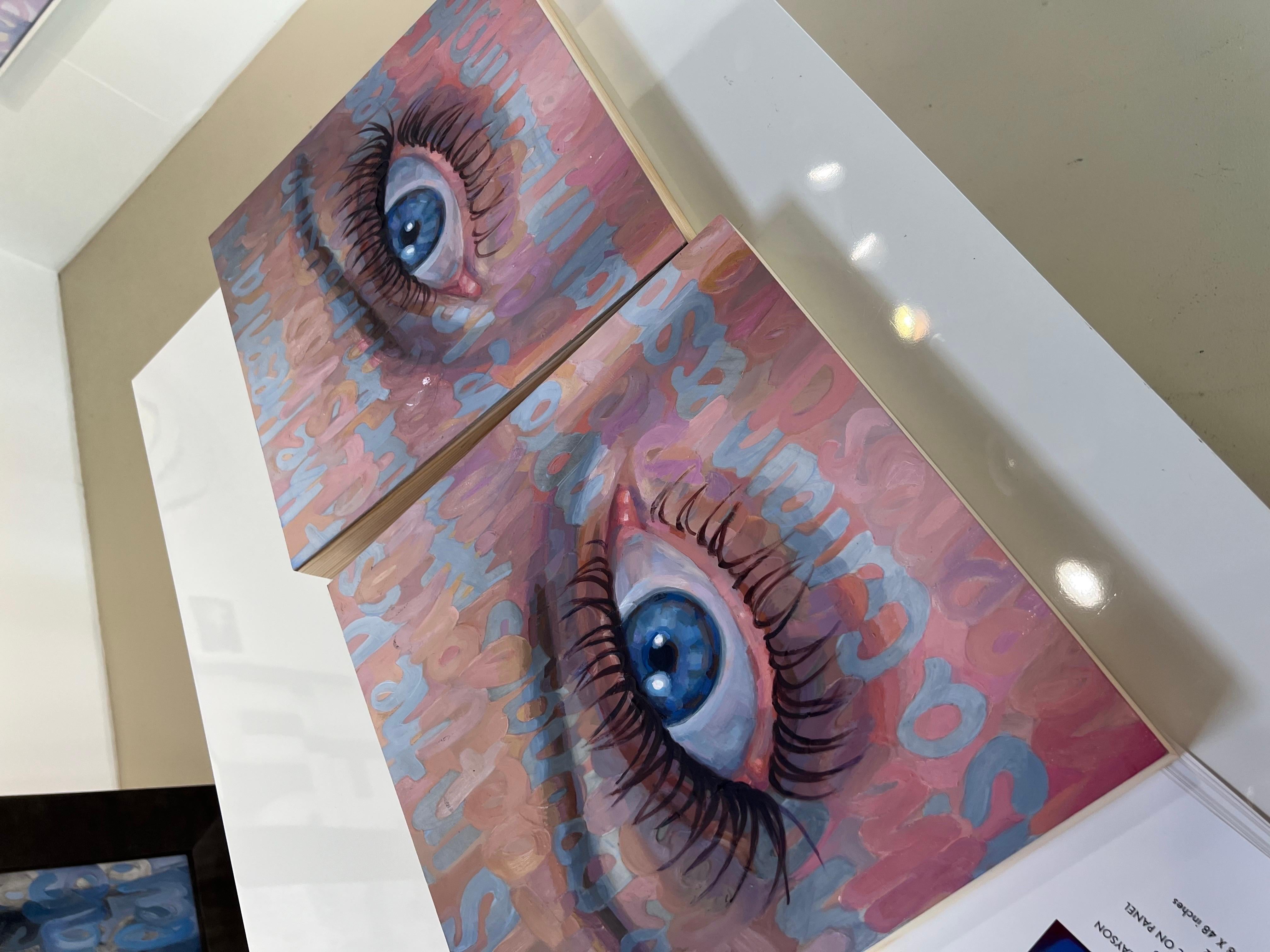 Betty Davis Eyes, huile sur panneau par Christina Major Diptych en vente 8