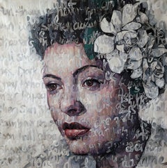 "Billie Holiday" Oil on Canvas By Christina Major 48 x 48