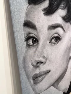 Charcoal sketch on Linen “Audrey H" by Christina Major 50 x 75