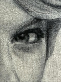 Charcoal sketch on Linen“Taylor” by Christina Major 37.75 x 37.75