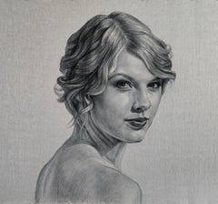 Charcoal sketch on Linen“Taylor” by Christina Major 37.75 x 37.75