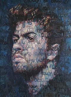 Grande peinture à l'huile intitulée : George Michael 